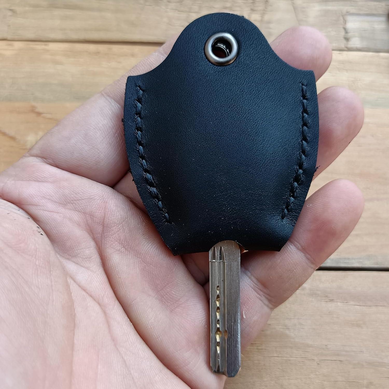 Funda de Llave de Coche de Cuero MEEBOY Negra - Hecha a Mano