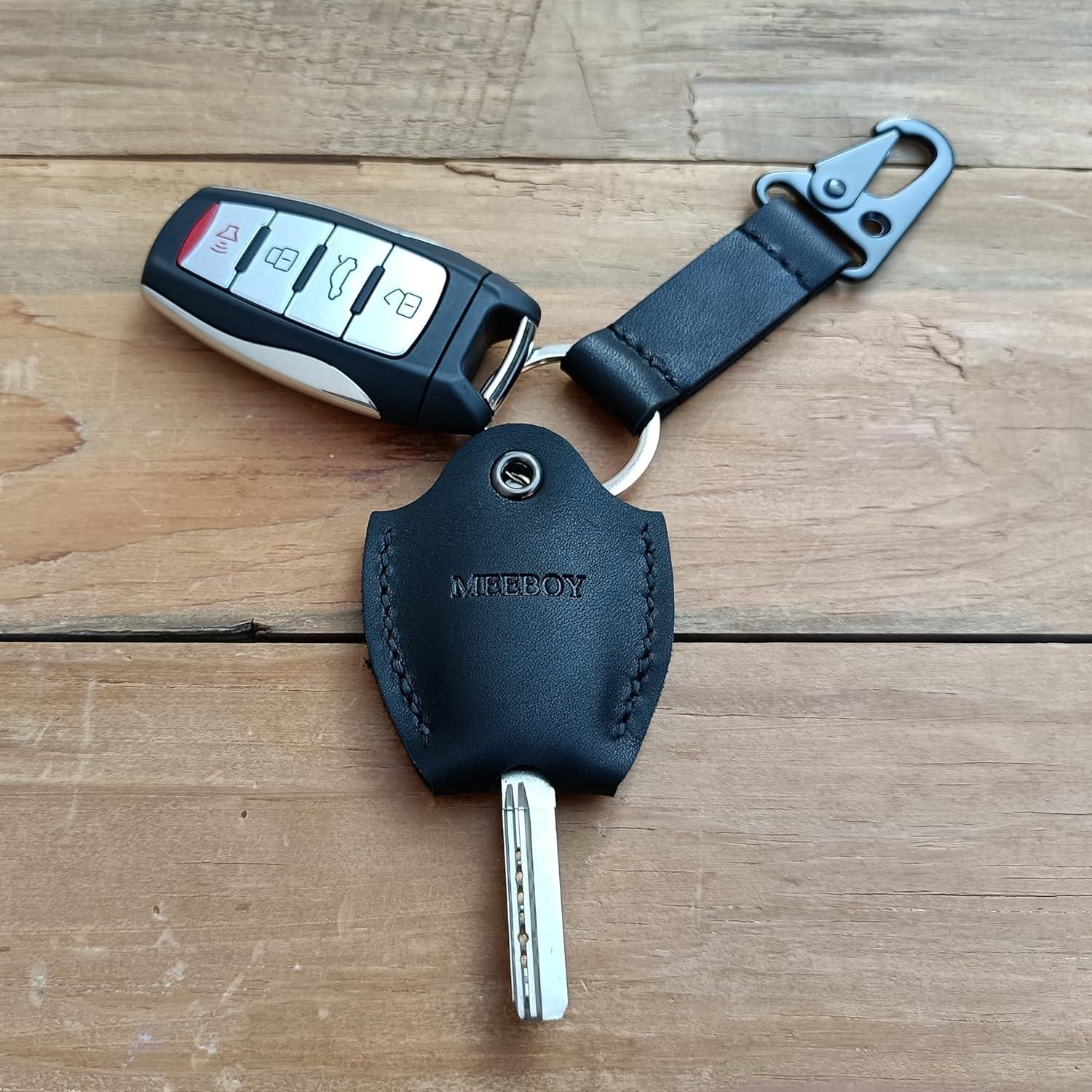 Funda de Llave de Coche de Cuero MEEBOY Negra - Hecha a Mano