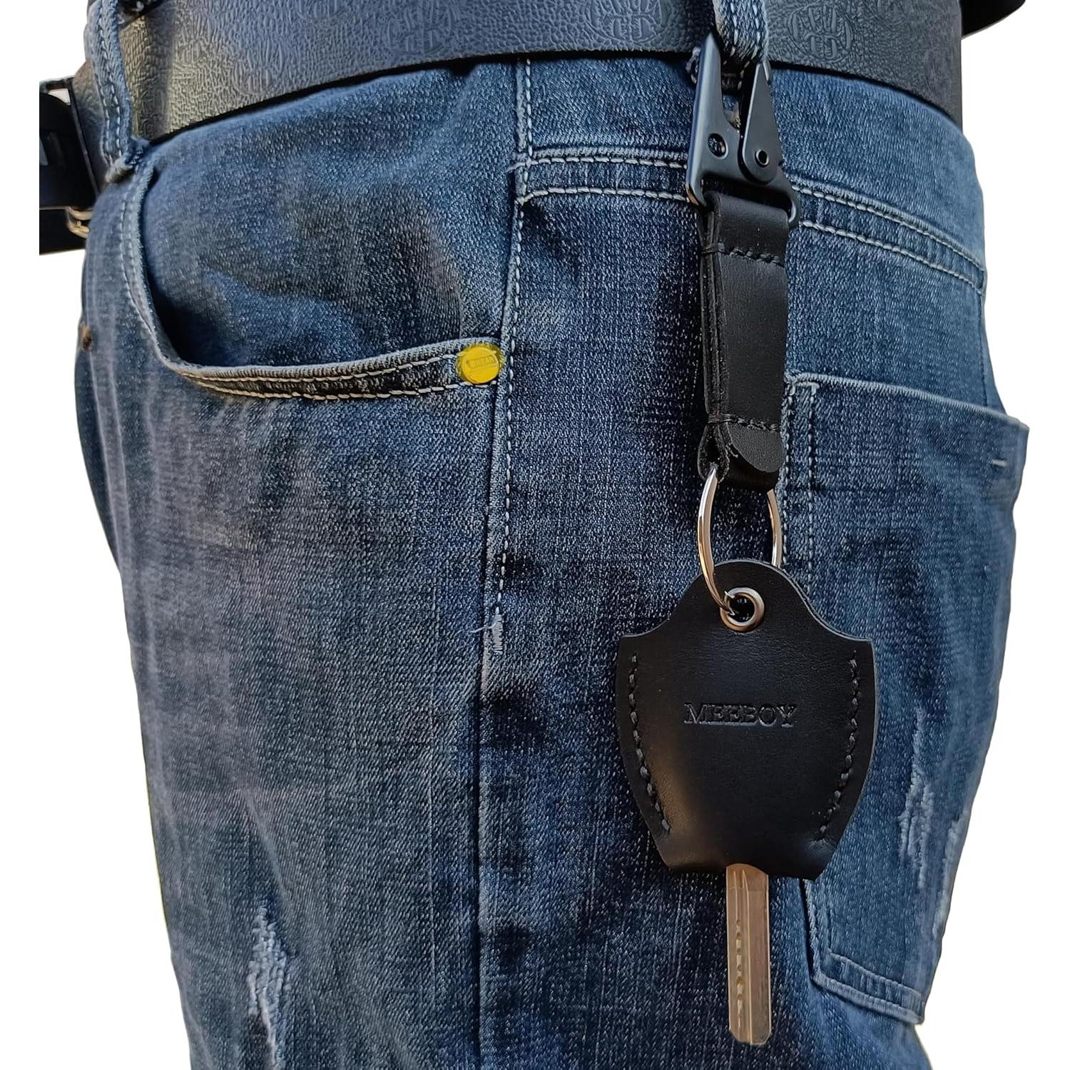 Funda de Llave de Coche de Cuero MEEBOY Negra - Hecha a Mano