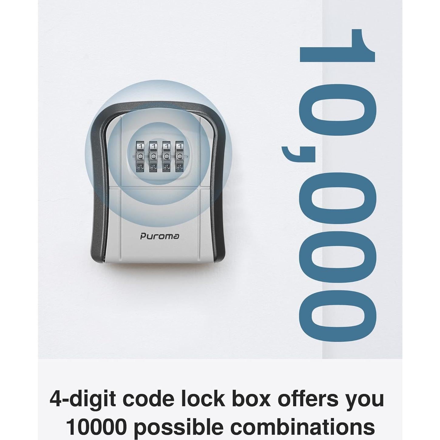 Caja de Llave Montada en la Pared Puroma Gris 4 Dígitos
