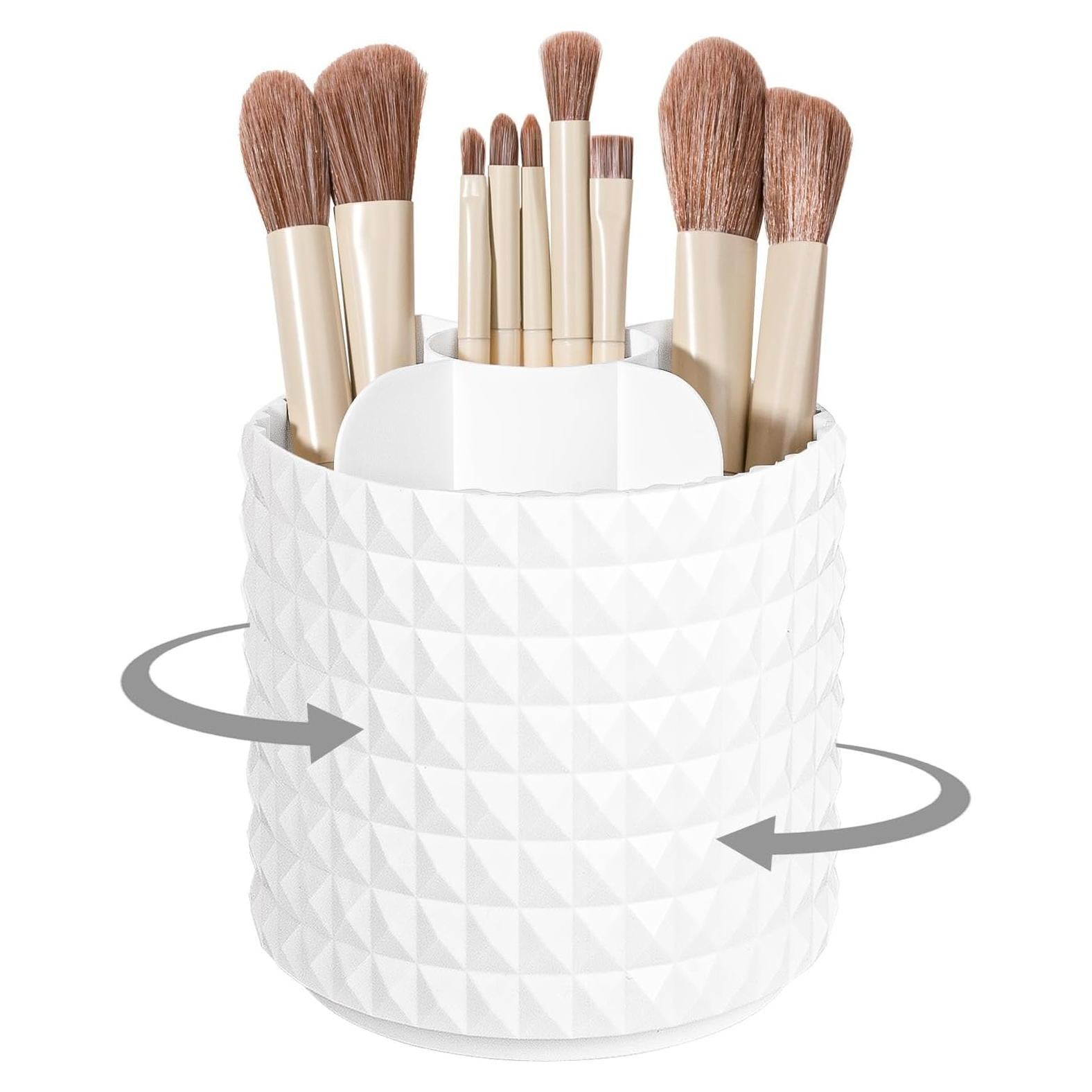 Organizador de Brochas de Maquillaje Anyoifax Blanco 360° Rotatorio