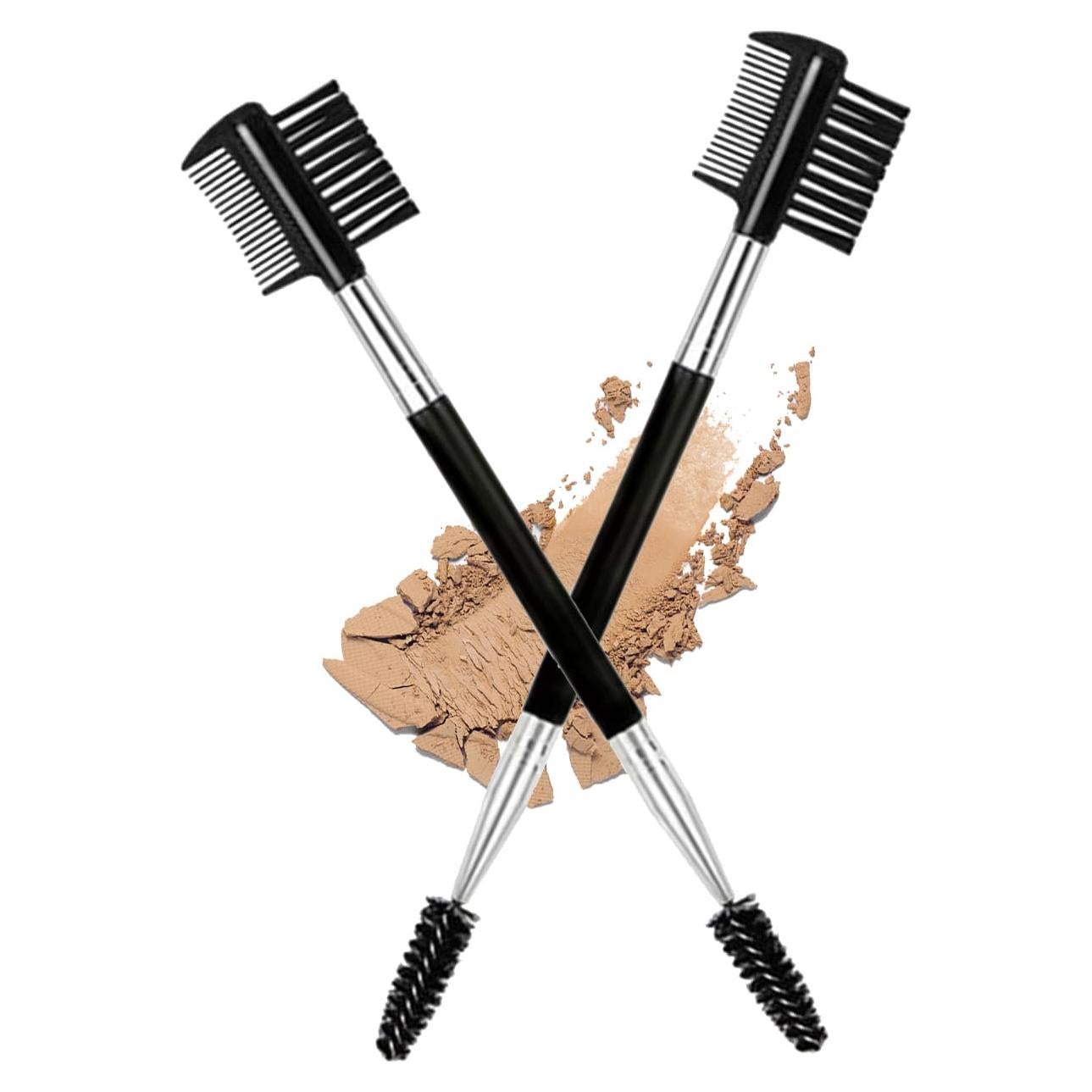 2PCS Cepillos de Cejas y Pestañas Ksvsonrvi - 3 Cabezas