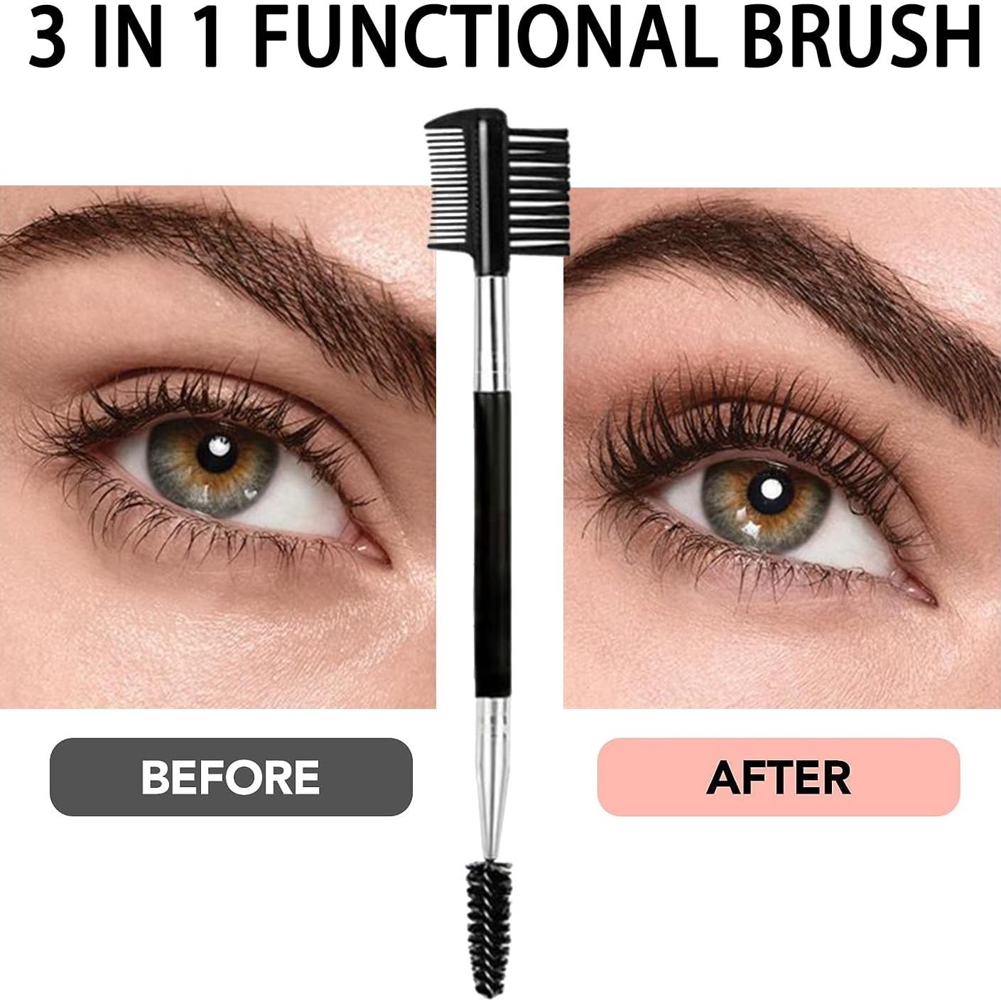 2PCS Cepillos de Cejas y Pestañas Ksvsonrvi - 3 Cabezas