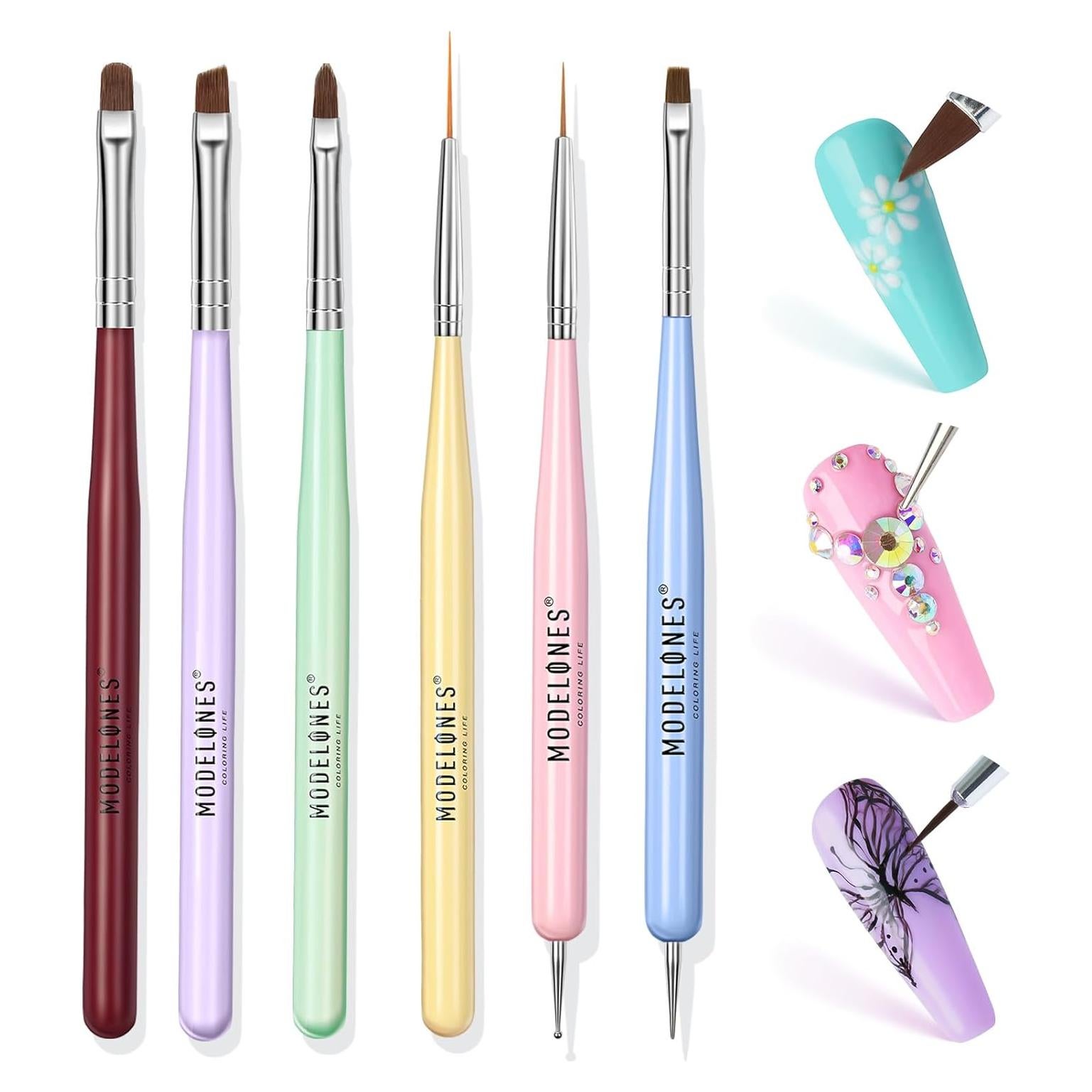 Juego de Pinceles para Arte de Uñas Modelones - 6 Piezas