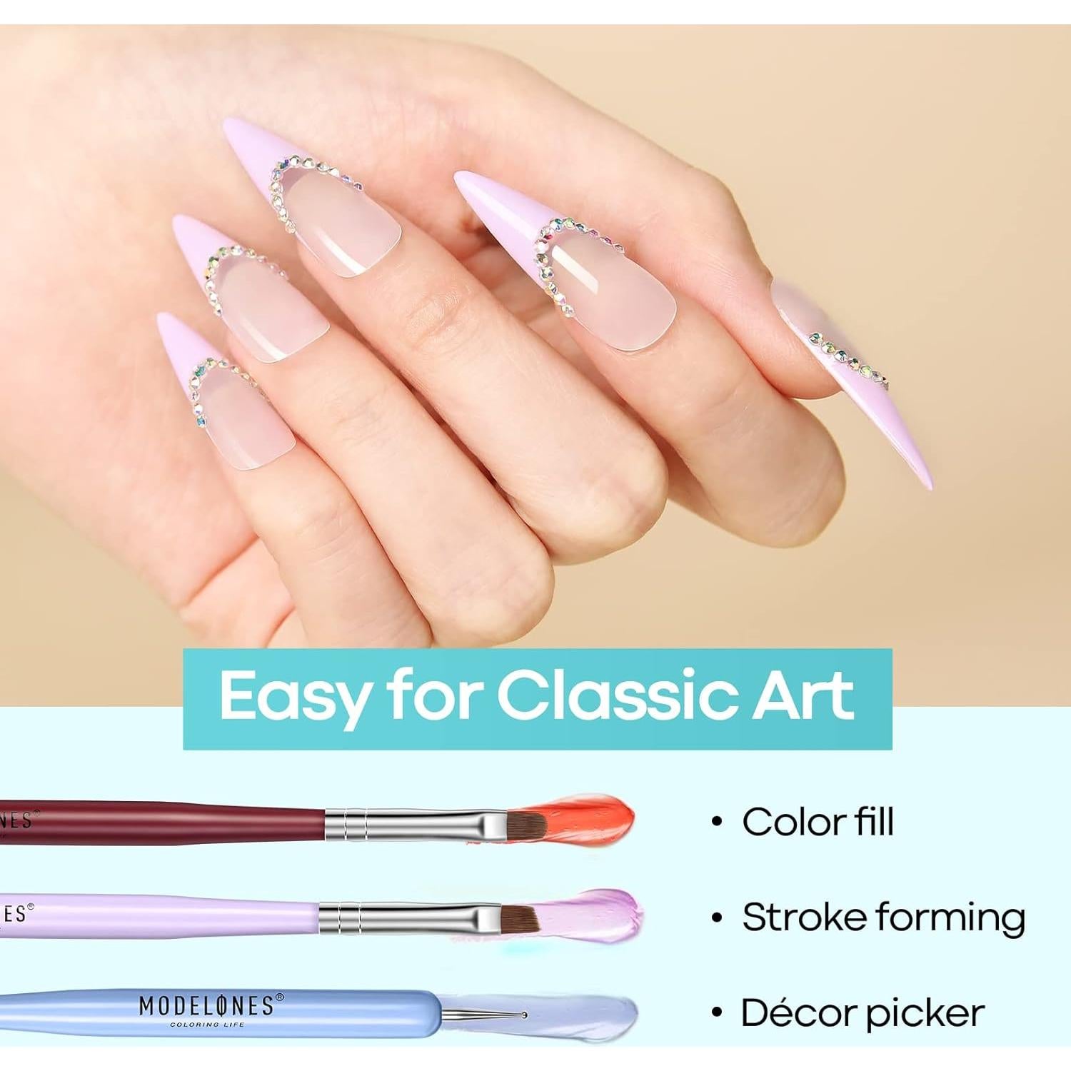 Juego de Pinceles para Arte de Uñas Modelones - 6 Piezas