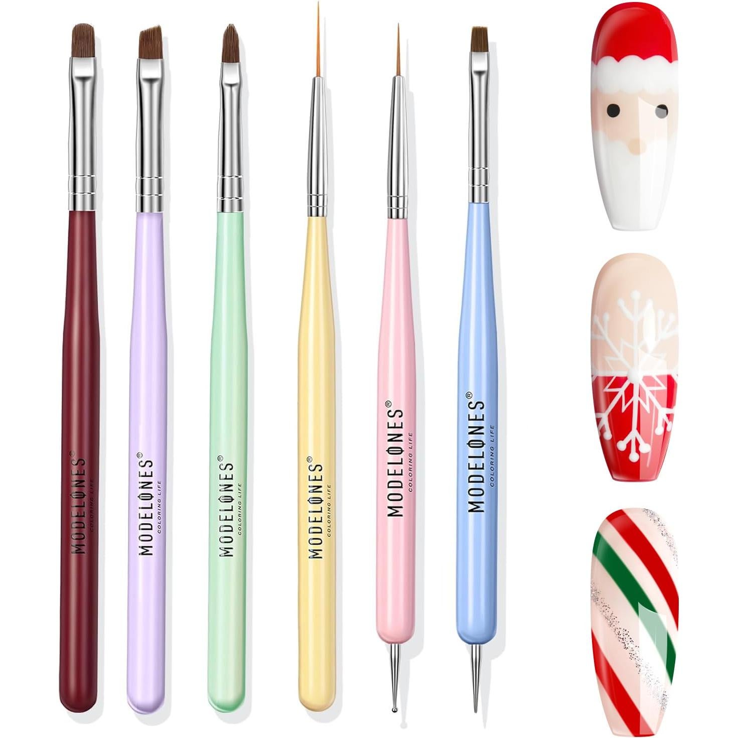 Juego de Pinceles para Arte de Uñas Modelones - 6 Piezas