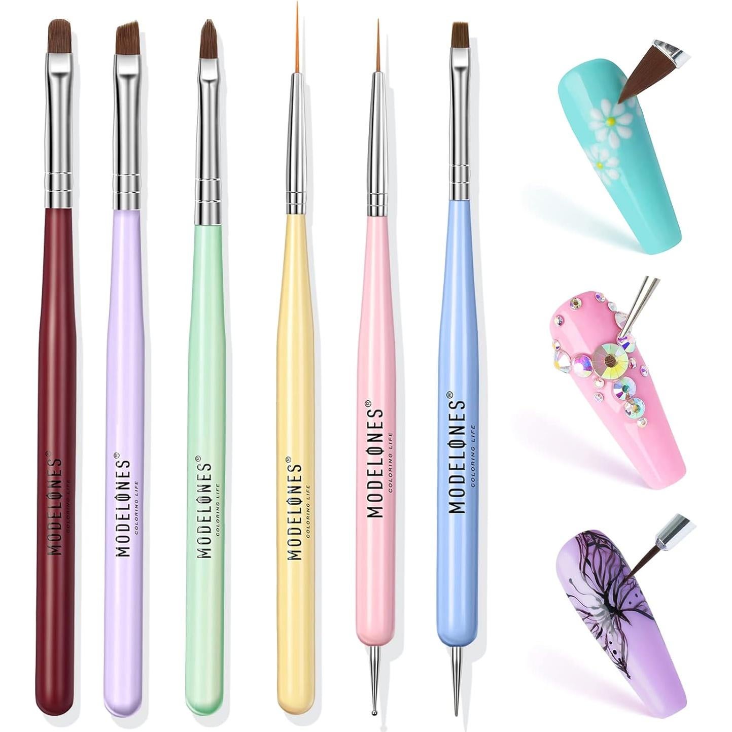 Juego de Pinceles para Arte de Uñas Modelones - 6 Piezas