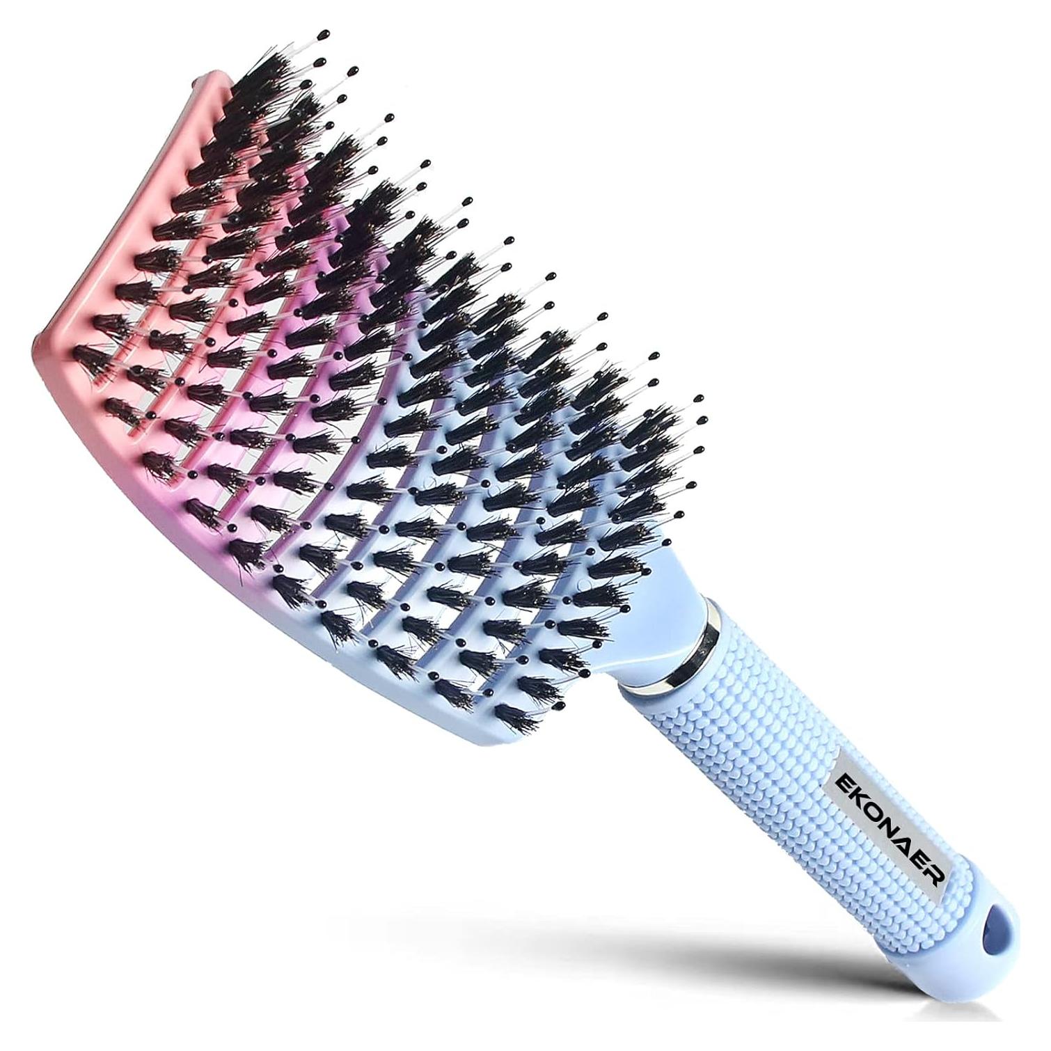 Cepillo Desenredante Ekonaer de Cerda de Jabalí Azul 24.5x7.5cm