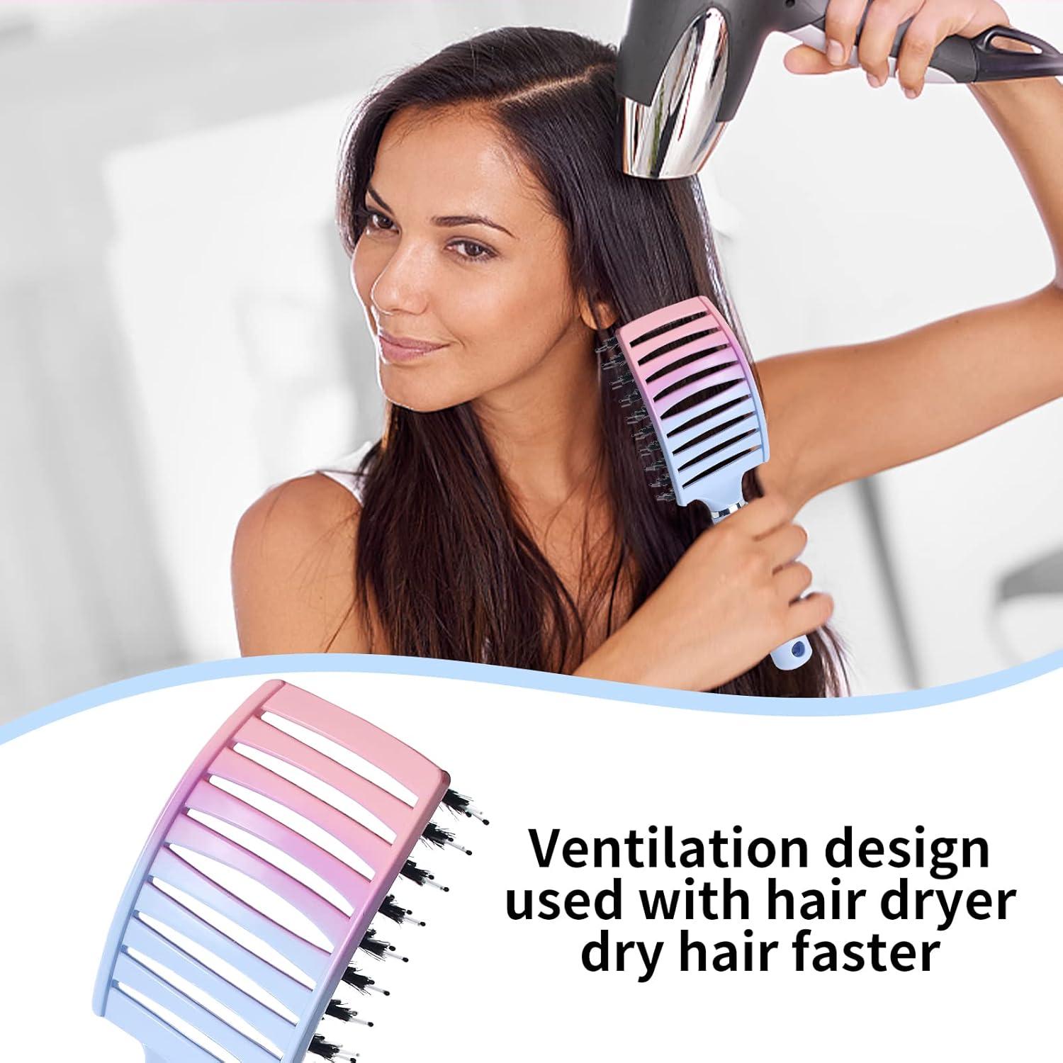 Cepillo Desenredante Ekonaer de Cerda de Jabalí Azul 24.5x7.5cm