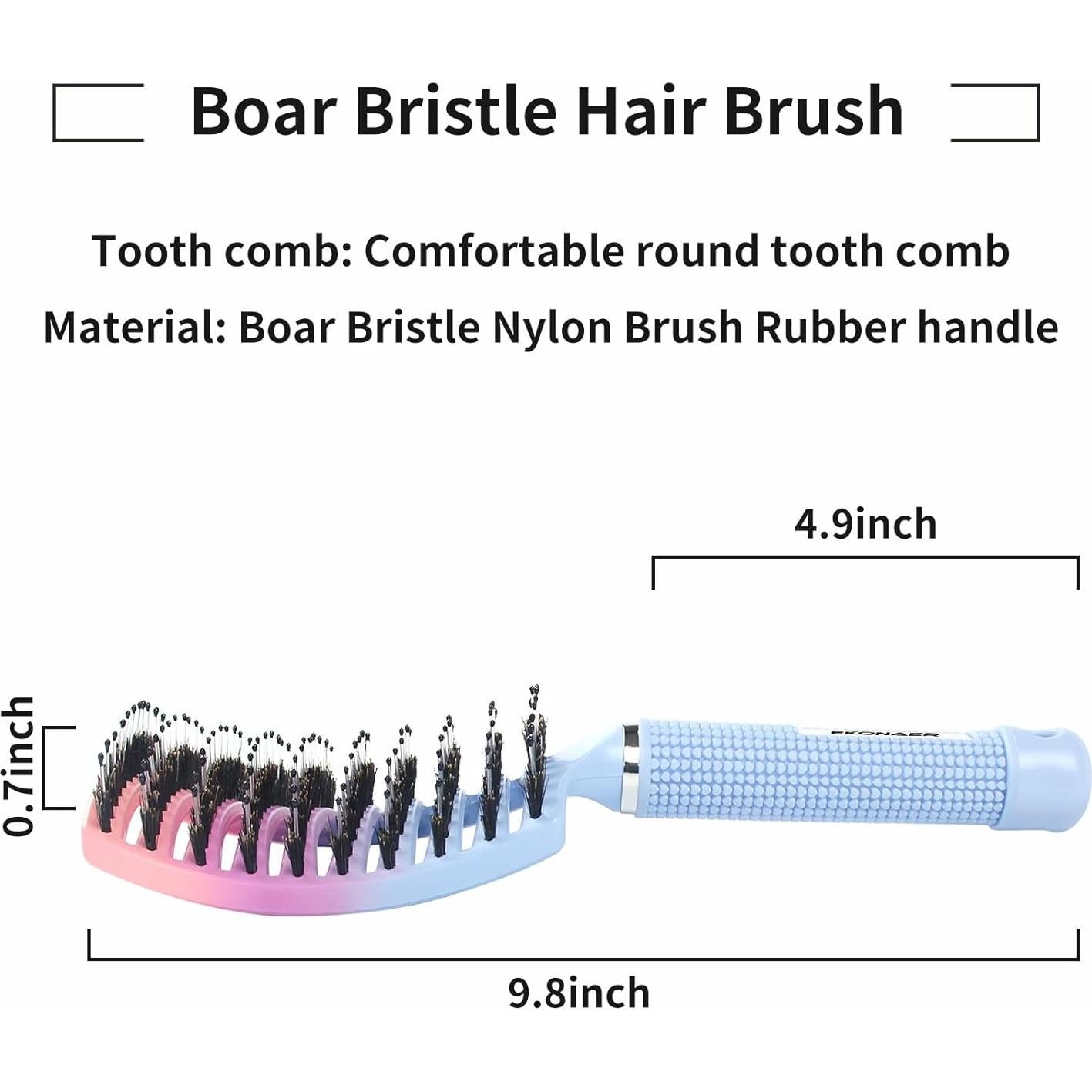 Cepillo Desenredante Ekonaer de Cerda de Jabalí Azul 24.5x7.5cm