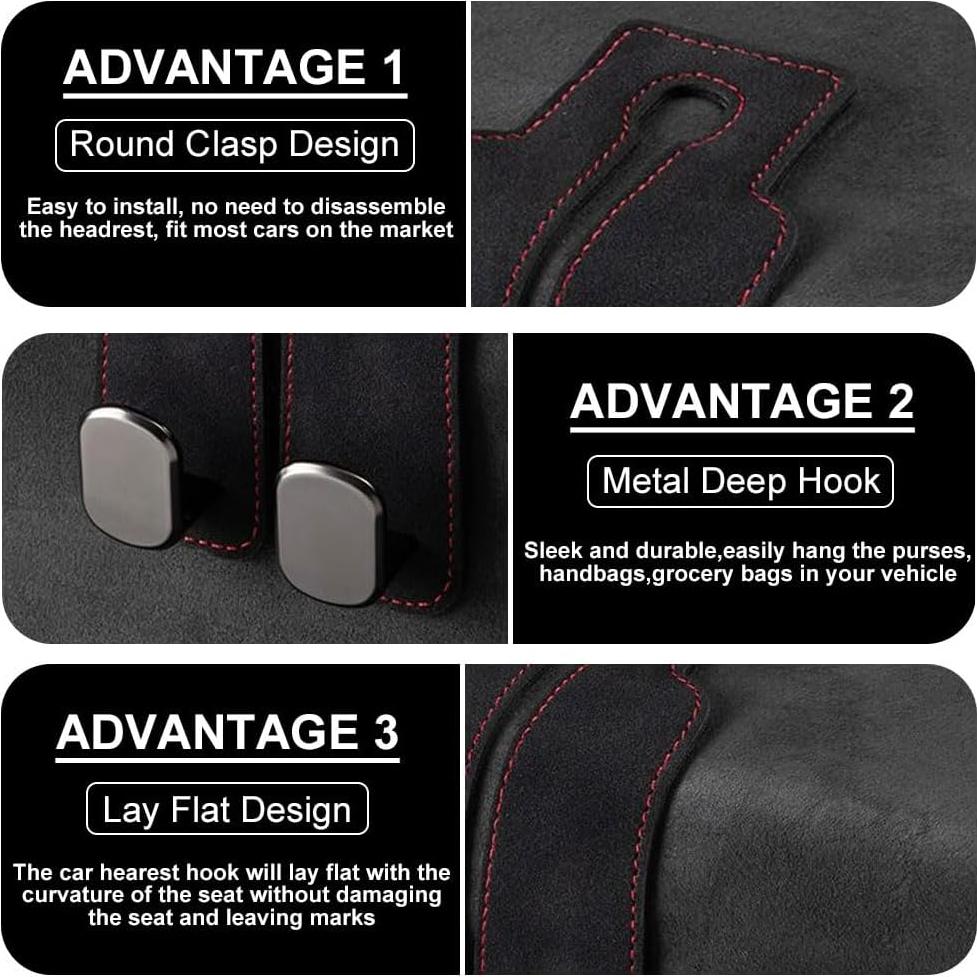 Ganchos para Reposacabezas de Coche SUNCARACCL - 2 Piezas, Negro