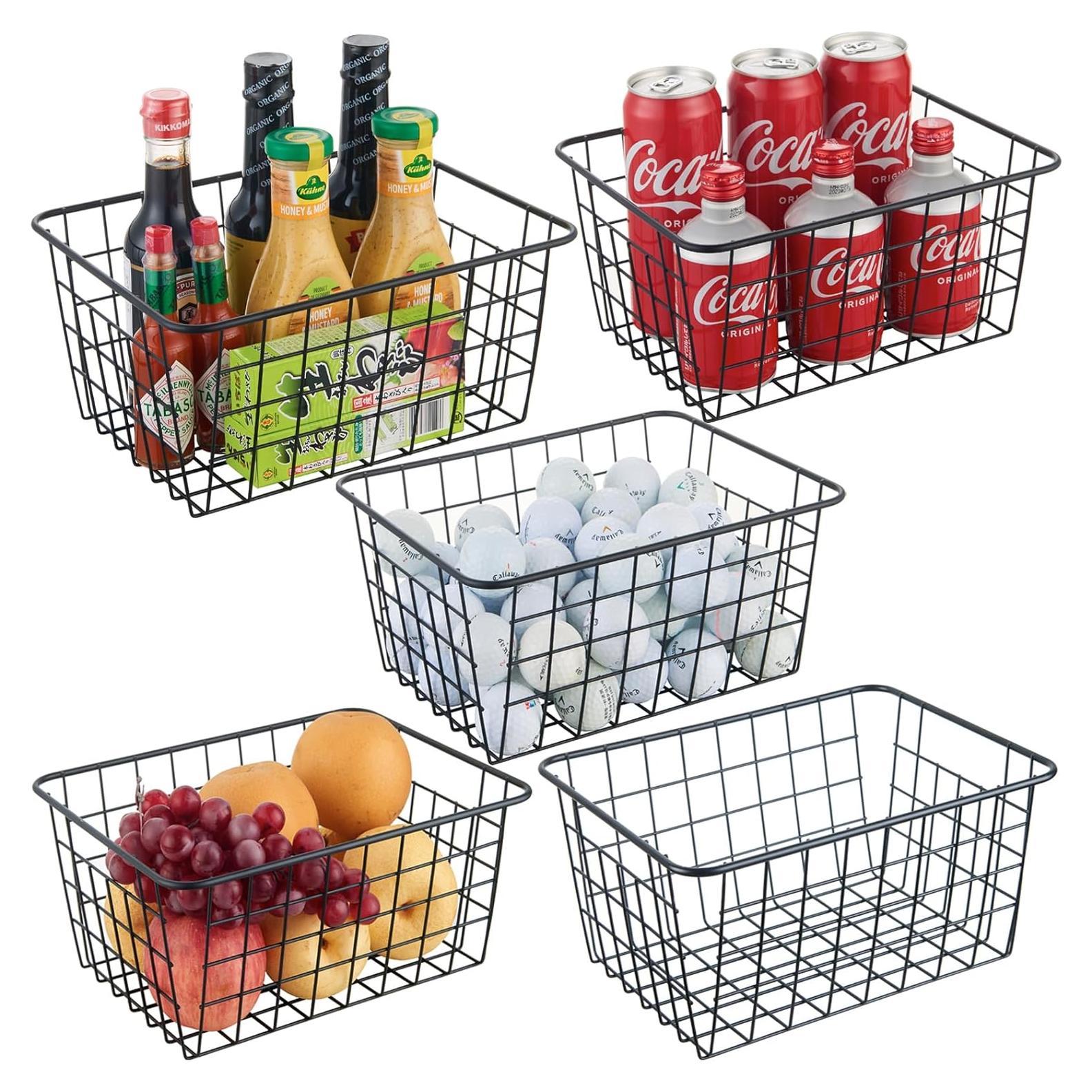 Cesta de Almacenamiento de Alambre JUNCHU CHERRY 5 Piezas Negra