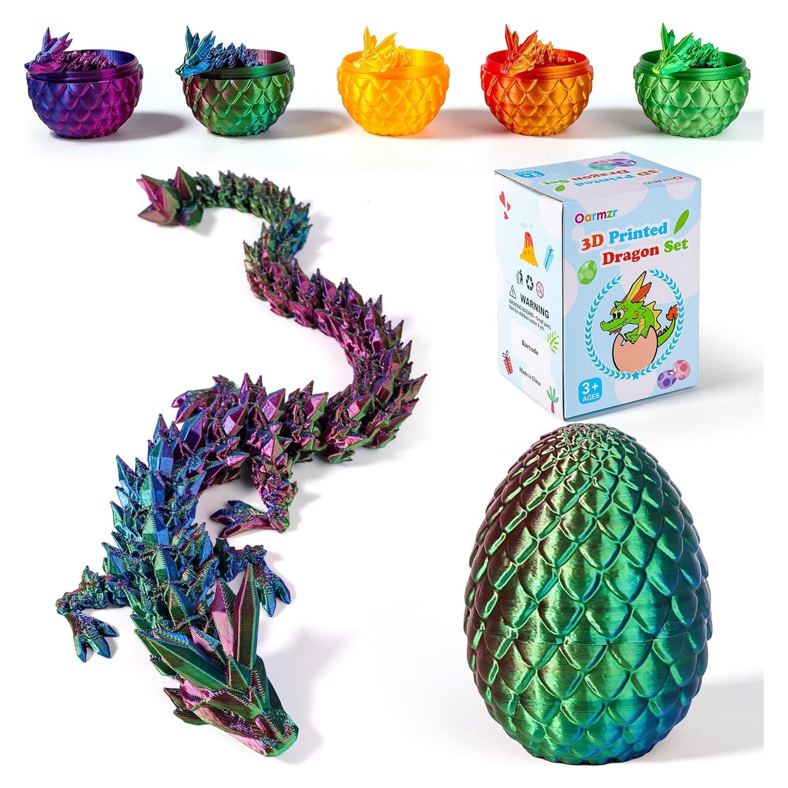 Conjunto Dragón Impreso en 3D y Huevo Articulado 30.48cm