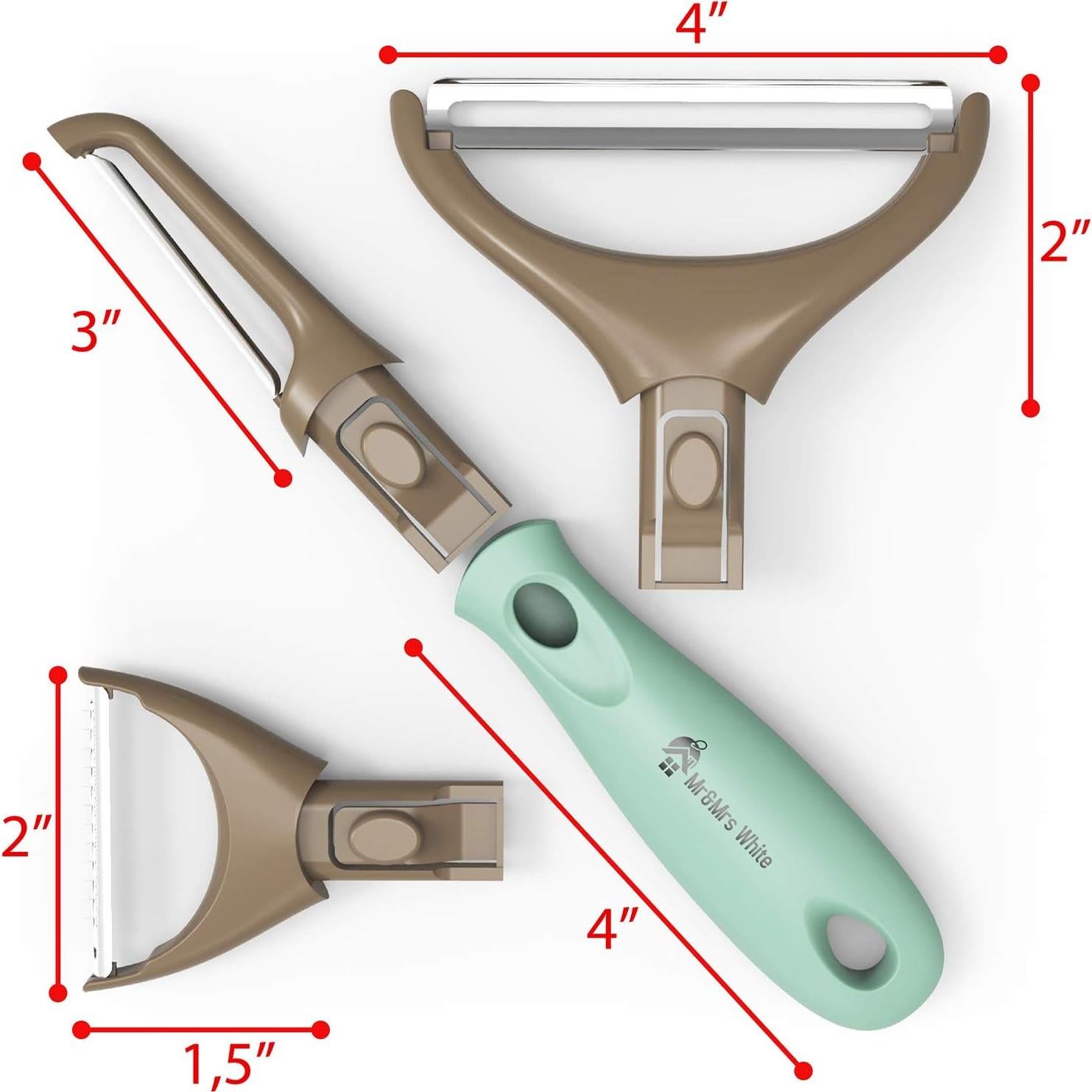 Juego de Peladores de Verduras 3 en 1 Mr&Mrs White - Acero Inoxidable