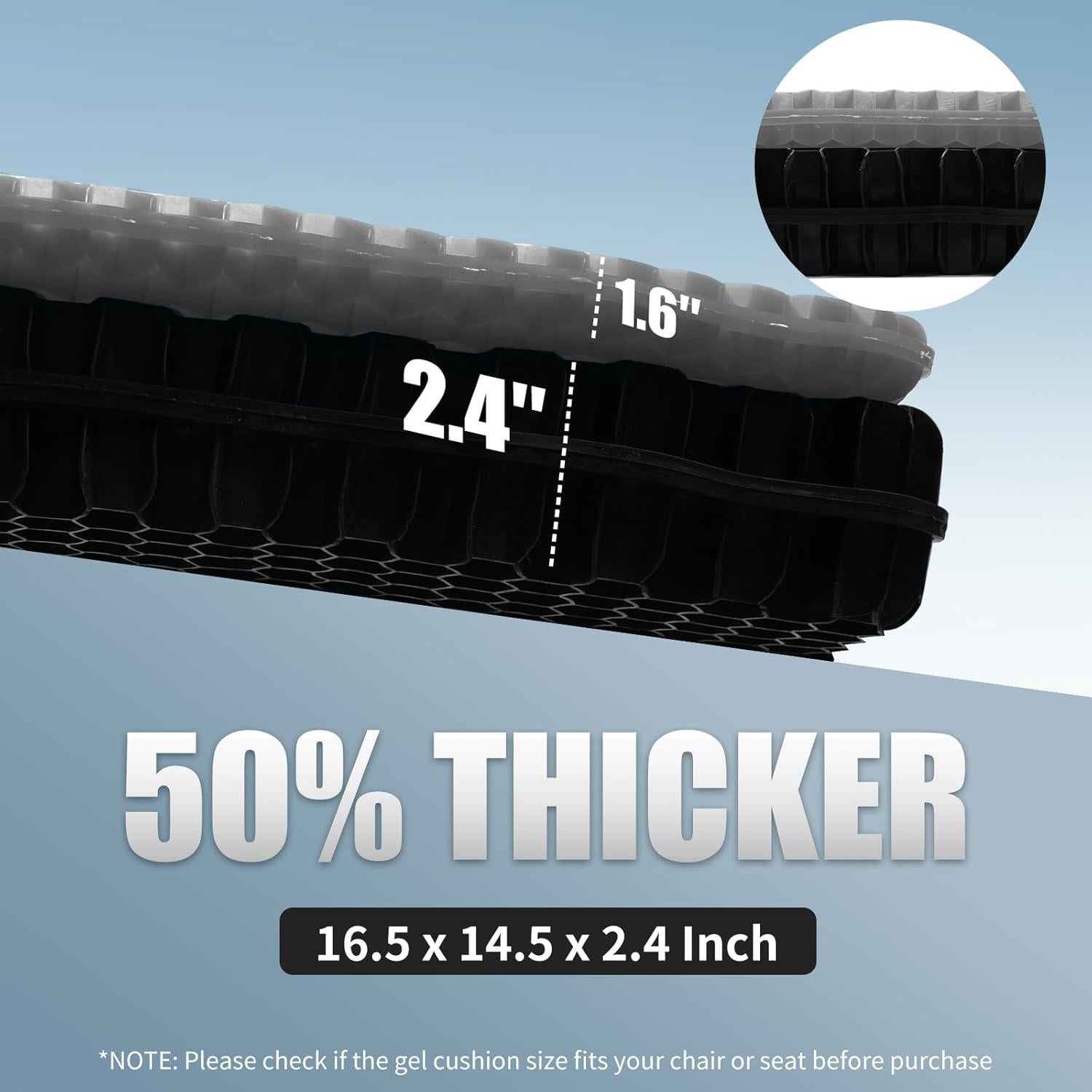 Cojín de Gel para Asiento LYUANEC 16.5x14.5x6 cm Alivio Presión