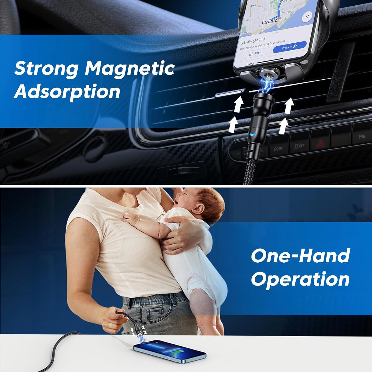 Cable de Carga Magnético 5-Pack ODDADD 0.5-2m USB C Micro USB