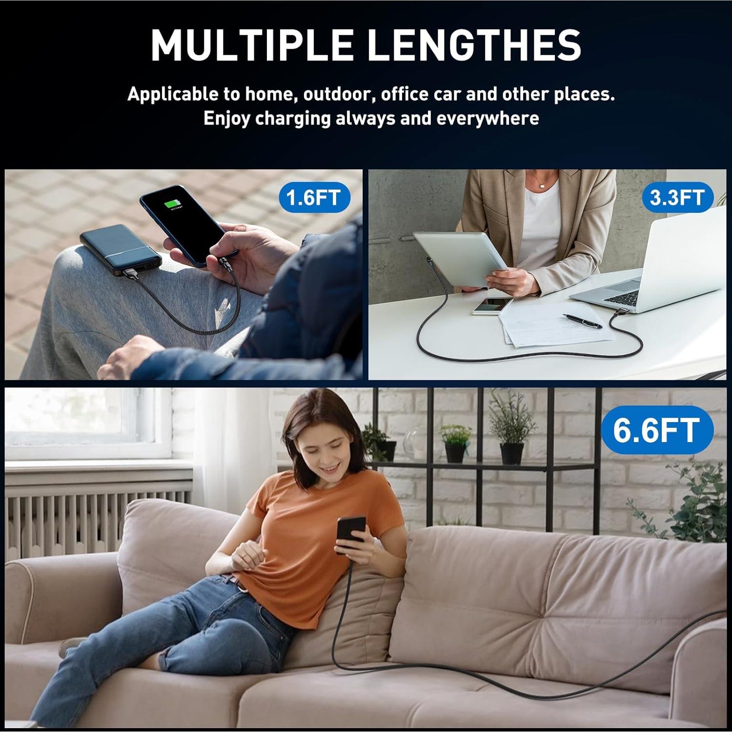 Cable de Carga Magnético 5-Pack ODDADD 0.5-2m USB C Micro USB