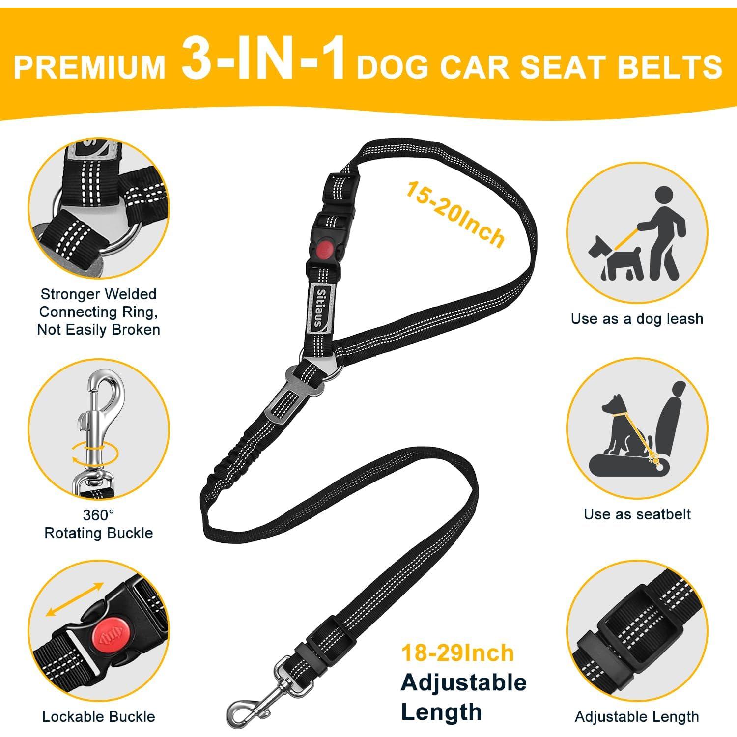 Cinturón de Seguridad para Perros Sitiaus - Correa Ajustable 3 en 1