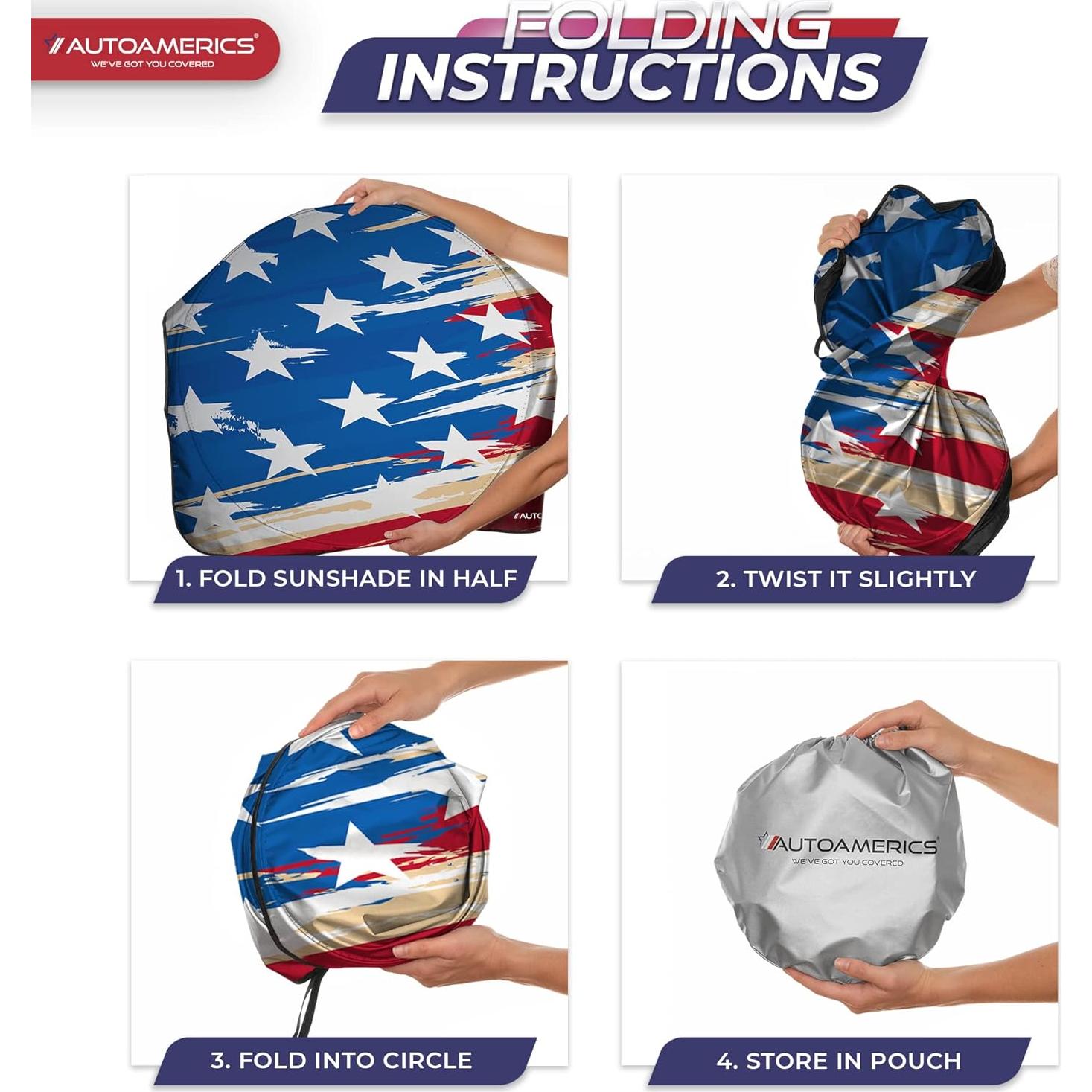 Sombra de Parabrisas Autoamerics Grande Bandera EE. UU. 162.5x85cm