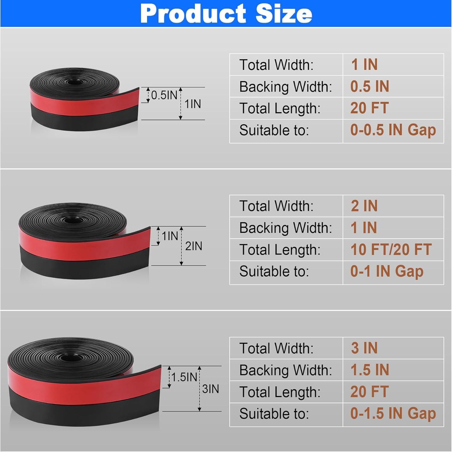 Tira de Sellado de Silicona ToLanbbt 2.54 cm x 6.1 m Negro