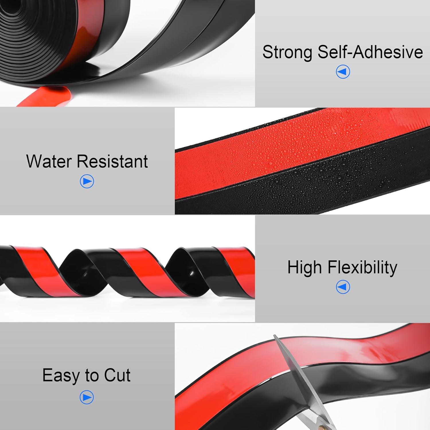 Tira de Sellado de Silicona ToLanbbt 2.54 cm x 6.1 m Negro