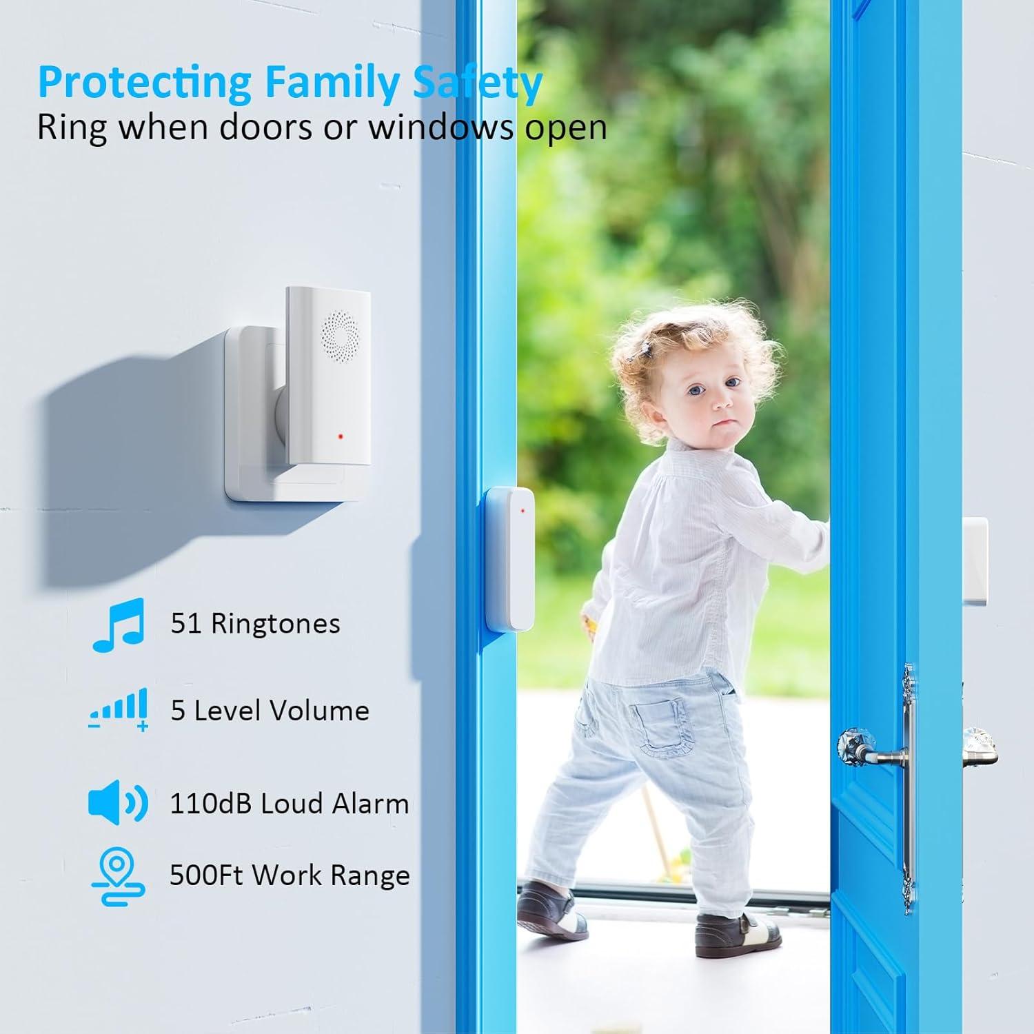 Sensor de Puerta Inalámbrico AMHEY M991+D037 con Timbre Ajustable