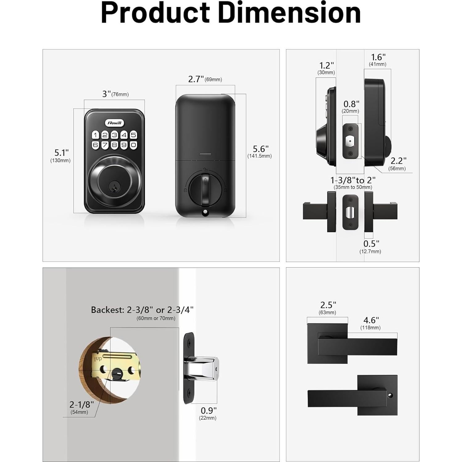 Cerradura Electrónica Zowill DK01-L con Teclado y Manijas