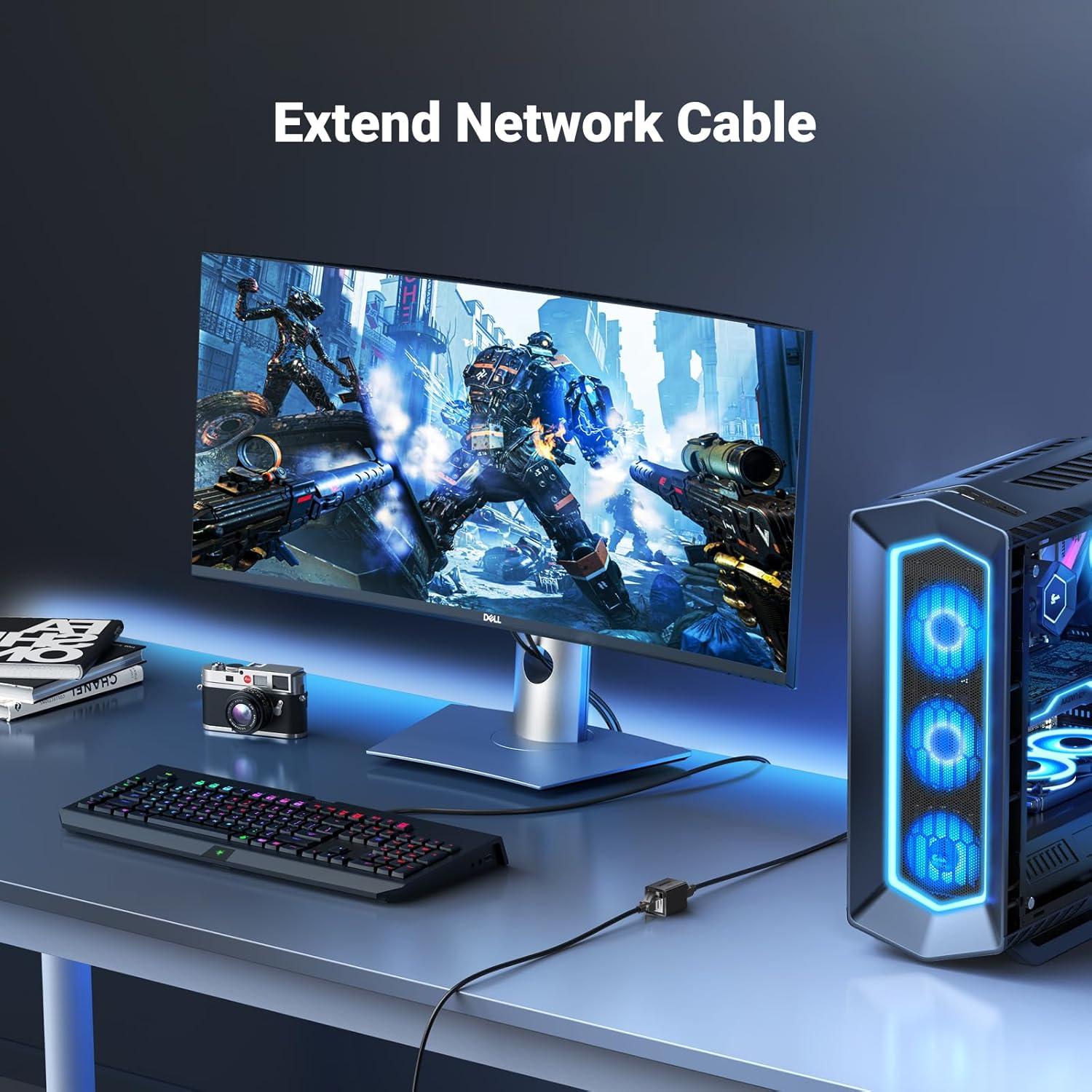 Extensor Ethernet UGREEN 10Gbps 100m Cat8 Cat7 Cat6 Negro