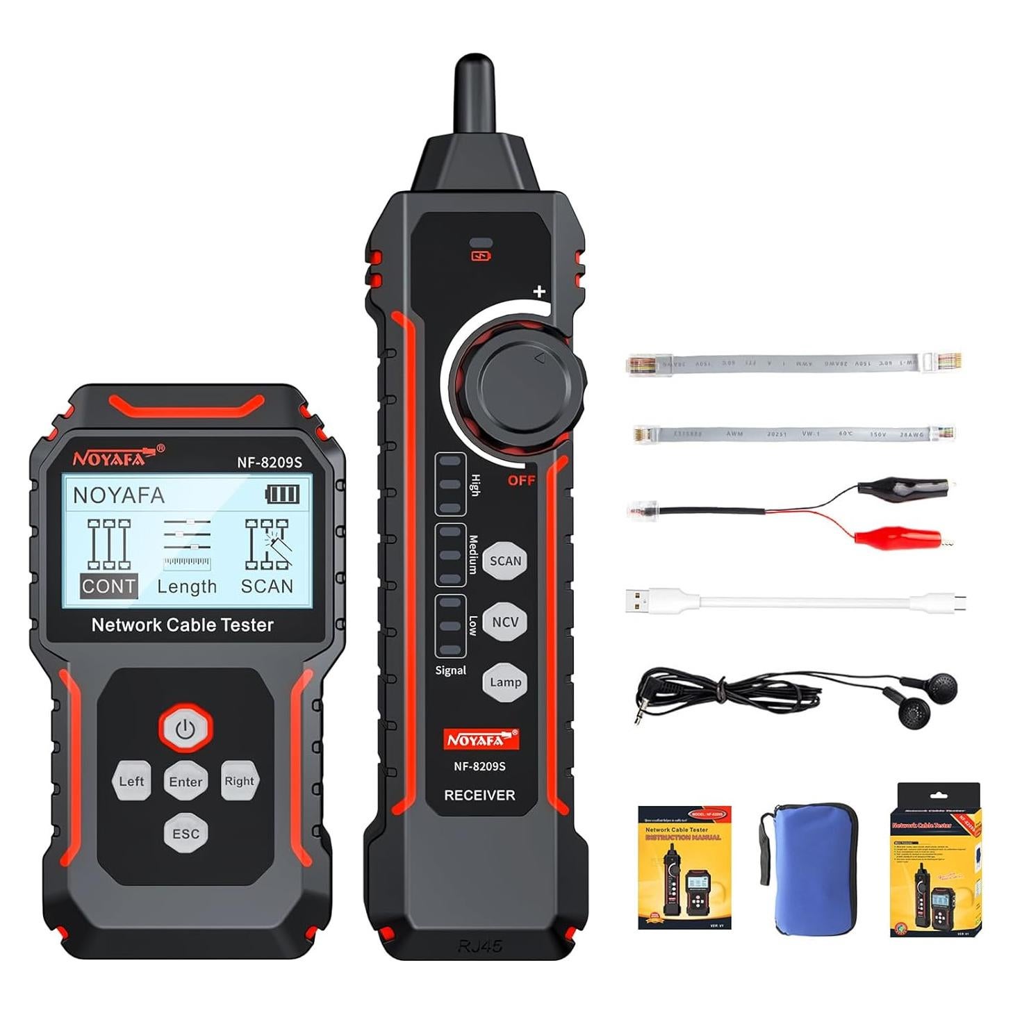 Probador de Cable de Red NOYAFA NF-8209S con PoE y LED