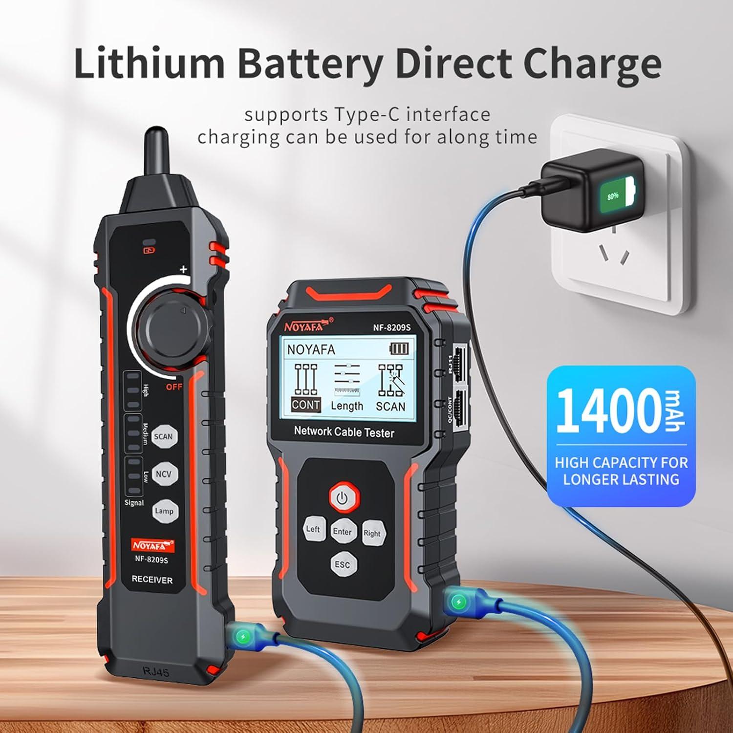 Probador de Cable de Red NOYAFA NF-8209S con PoE y LED