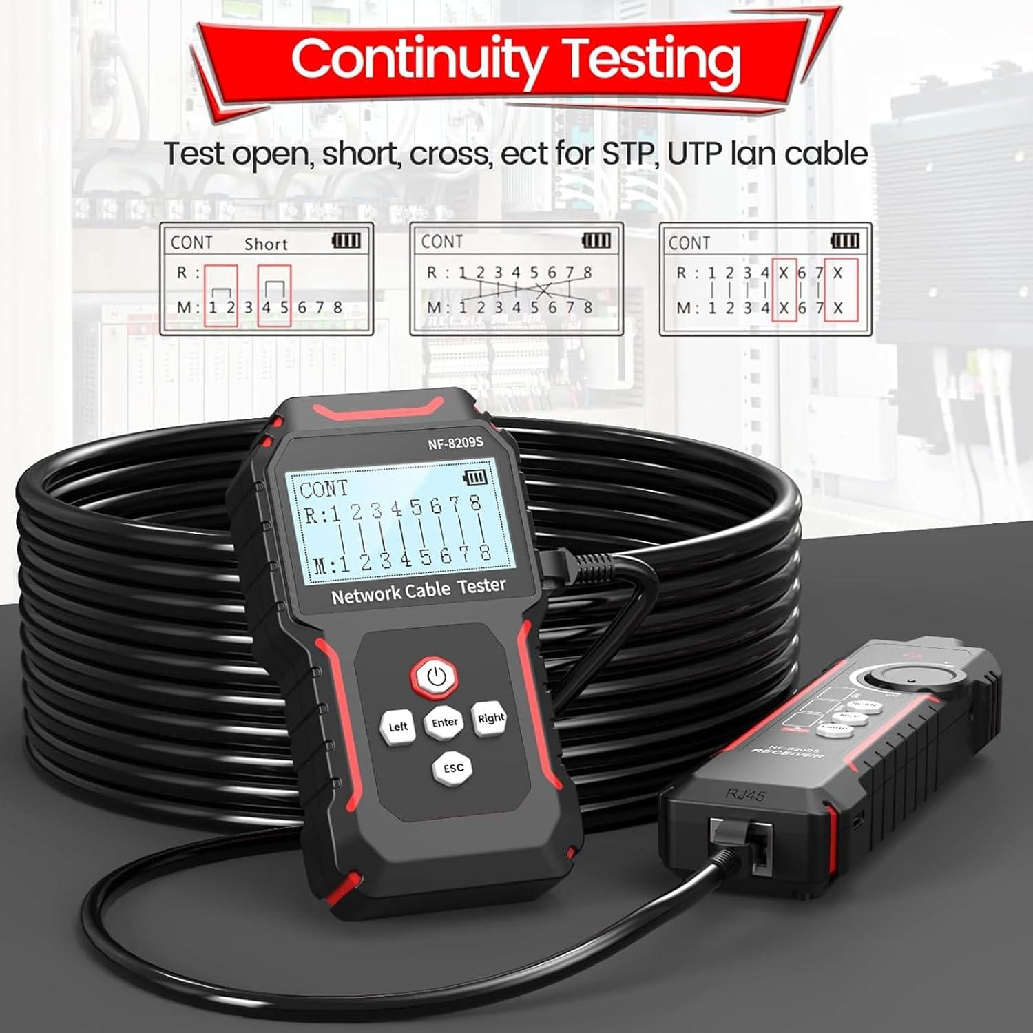 Probador de Cable de Red NOYAFA NF-8209S con PoE y LED