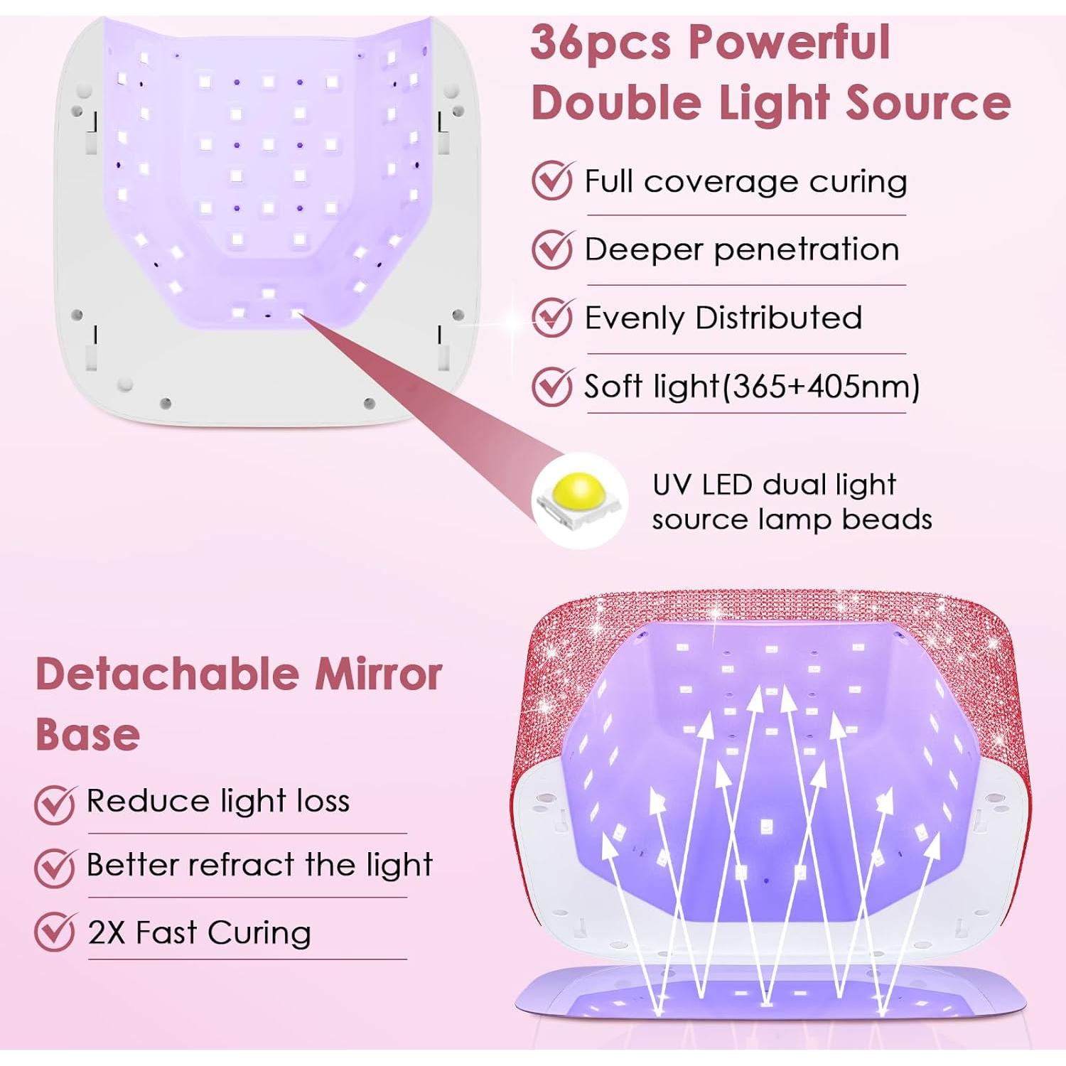 Lámpara de Uñas LED UV HUITINE 80W Inalámbrica Rosa