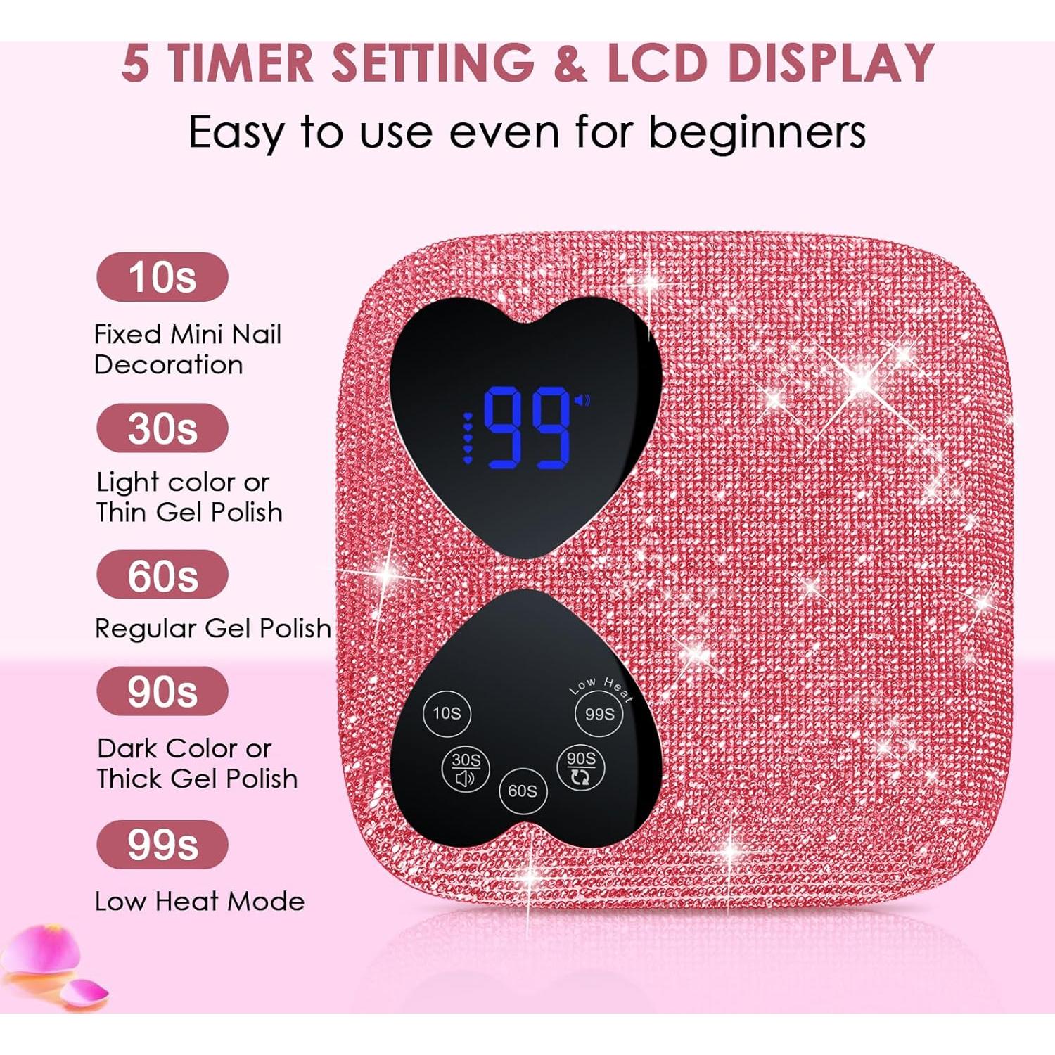 Lámpara de Uñas LED UV HUITINE 80W Inalámbrica Rosa