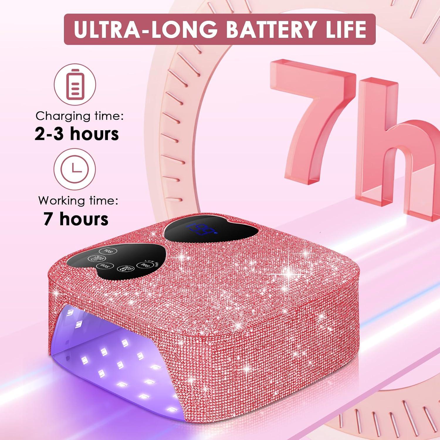 Lámpara de Uñas LED UV HUITINE 80W Inalámbrica Rosa