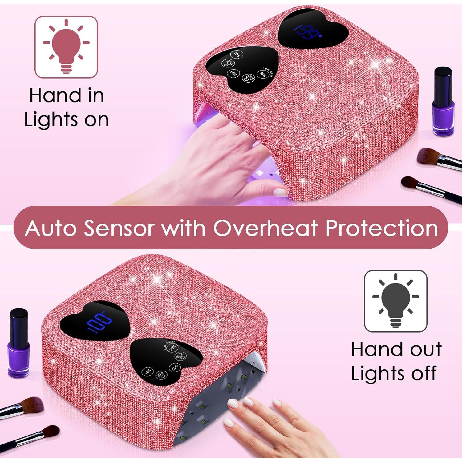 Lámpara de Uñas LED UV HUITINE 80W Inalámbrica Rosa