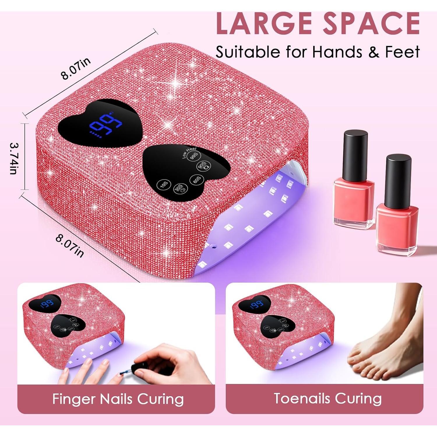 Lámpara de Uñas LED UV HUITINE 80W Inalámbrica Rosa