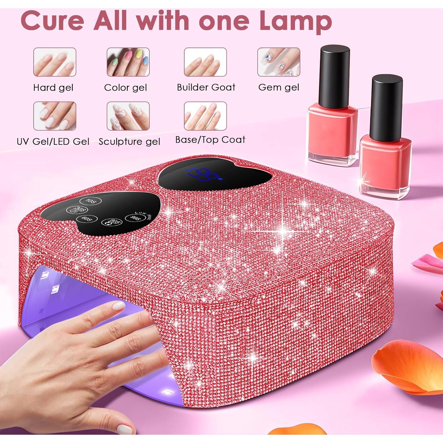 Lámpara de Uñas LED UV HUITINE 80W Inalámbrica Rosa