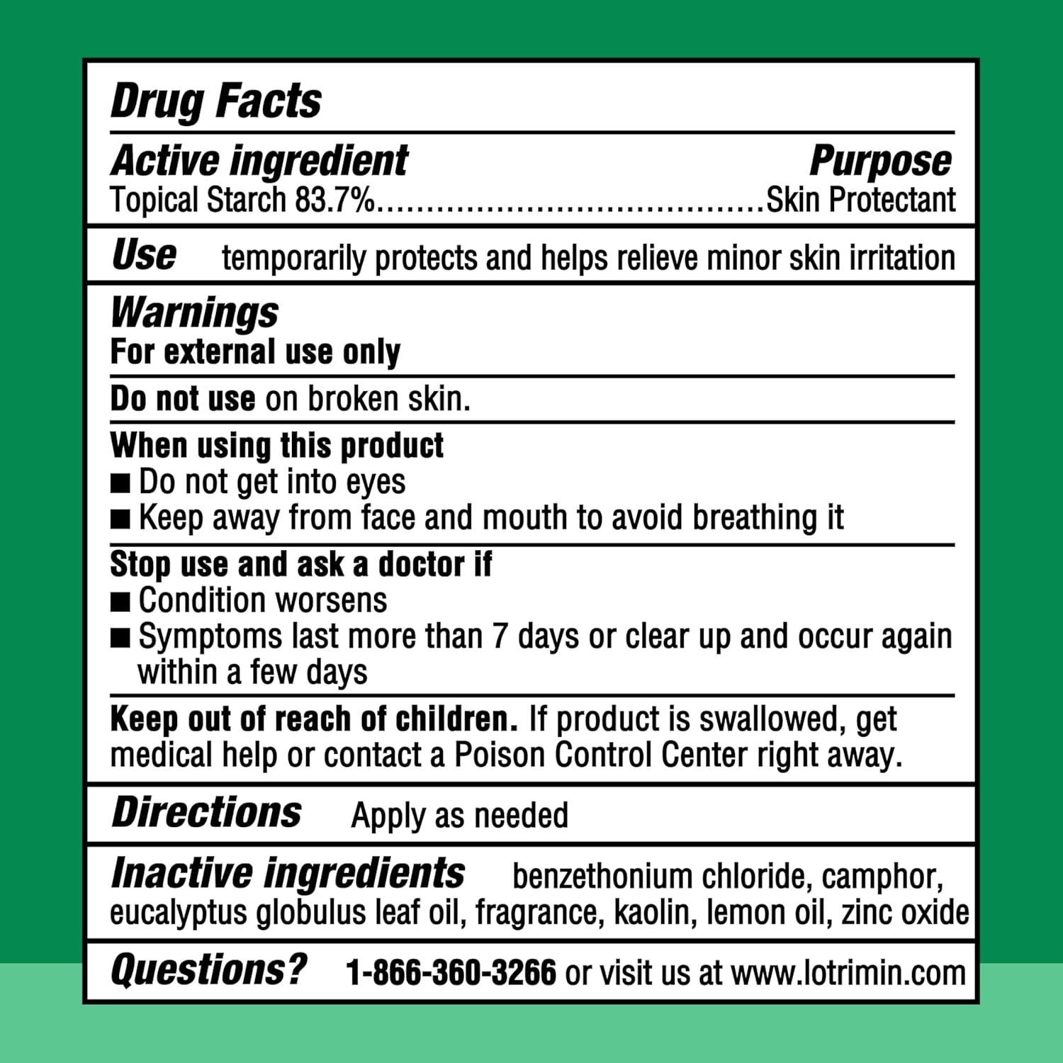 Lotrimin Polvo Medicado para Pies 177g - Control de Sudor y Olor