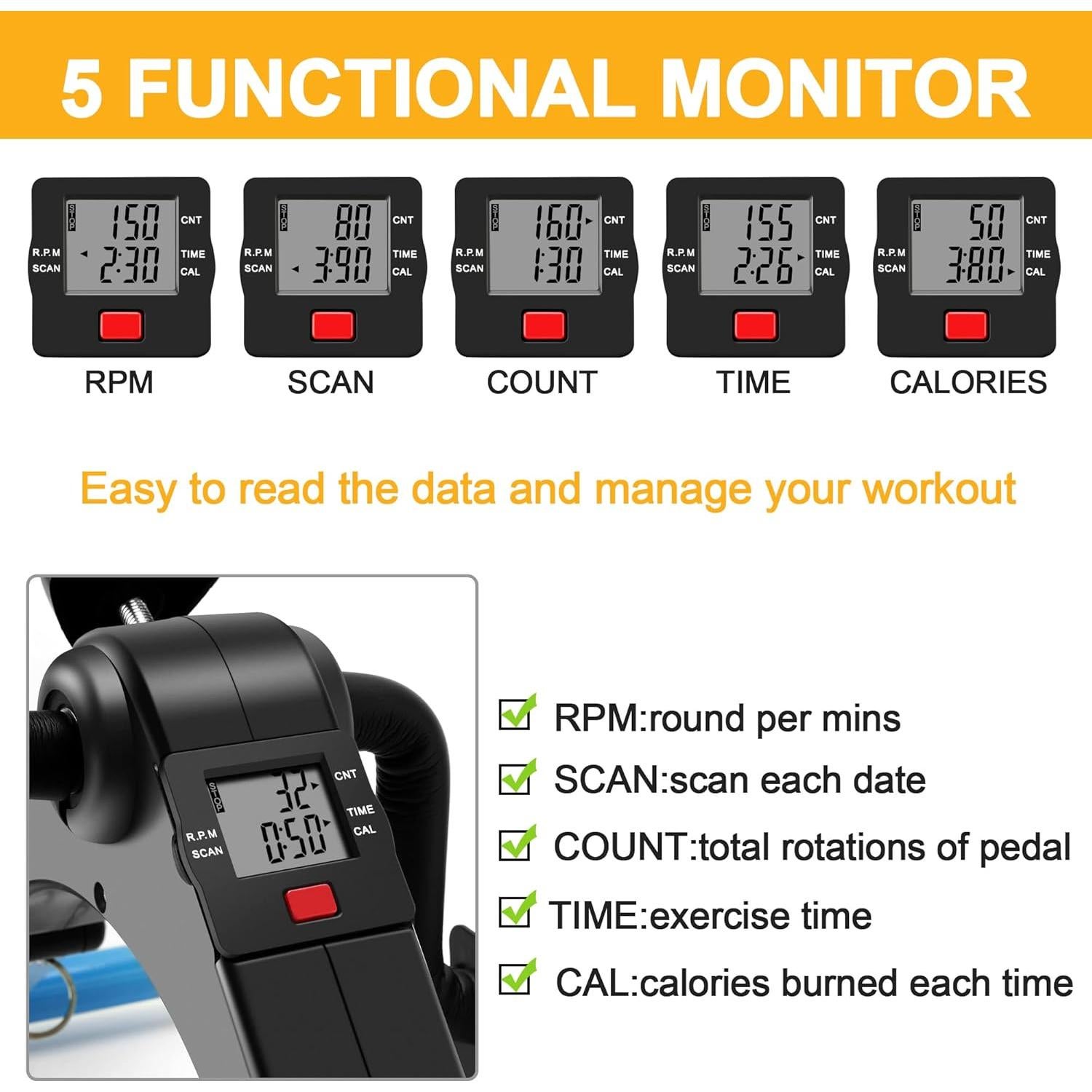 Ejercitador de Pedales Plegable LEWANJA con Monitor LCD