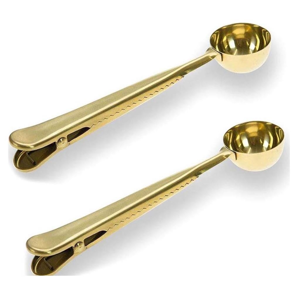 Cuchara de Café y Té con Clip ZOUKFOX - Acero Inoxidable Oro