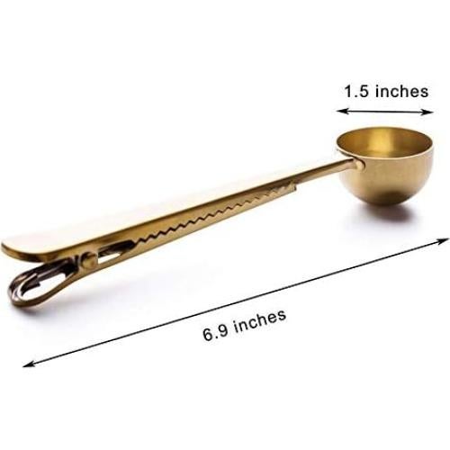 Cuchara de Café y Té con Clip ZOUKFOX - Acero Inoxidable Oro