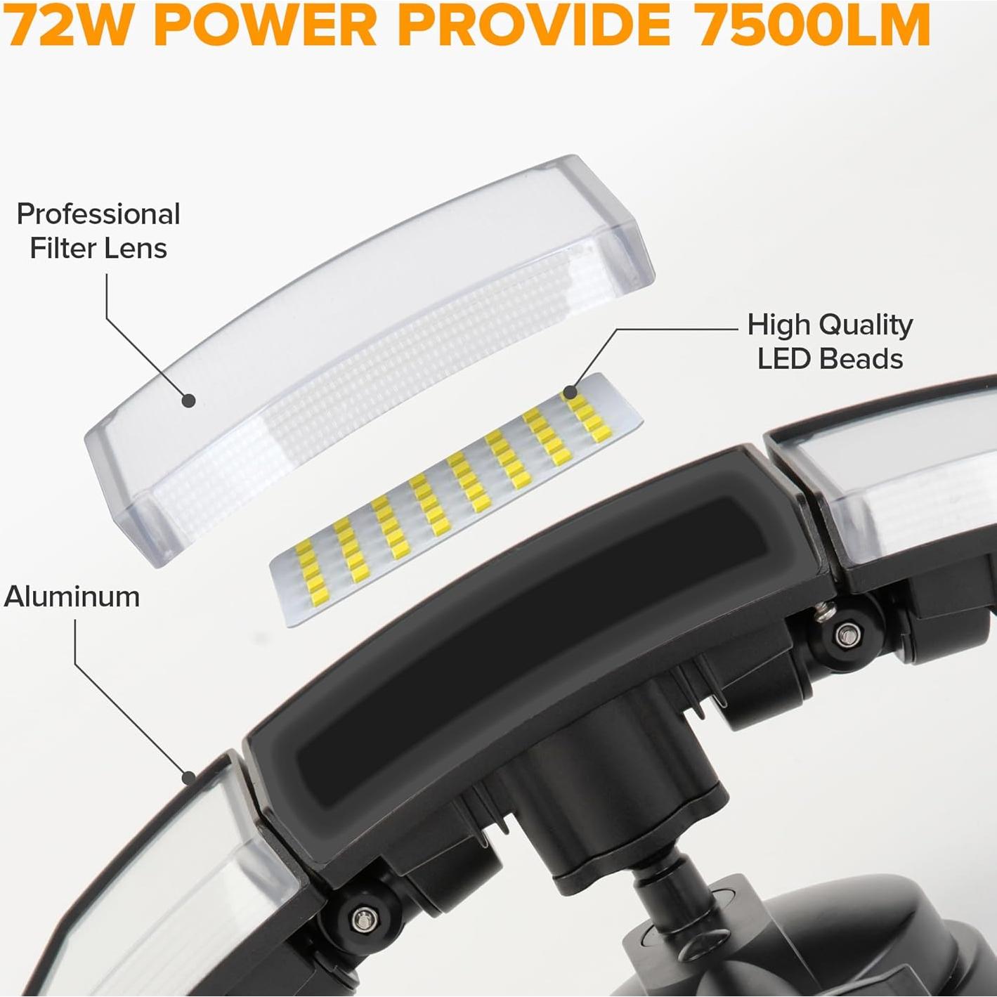 Luz de Seguridad LED LUTEC 72W con Sensor Movimiento IP65