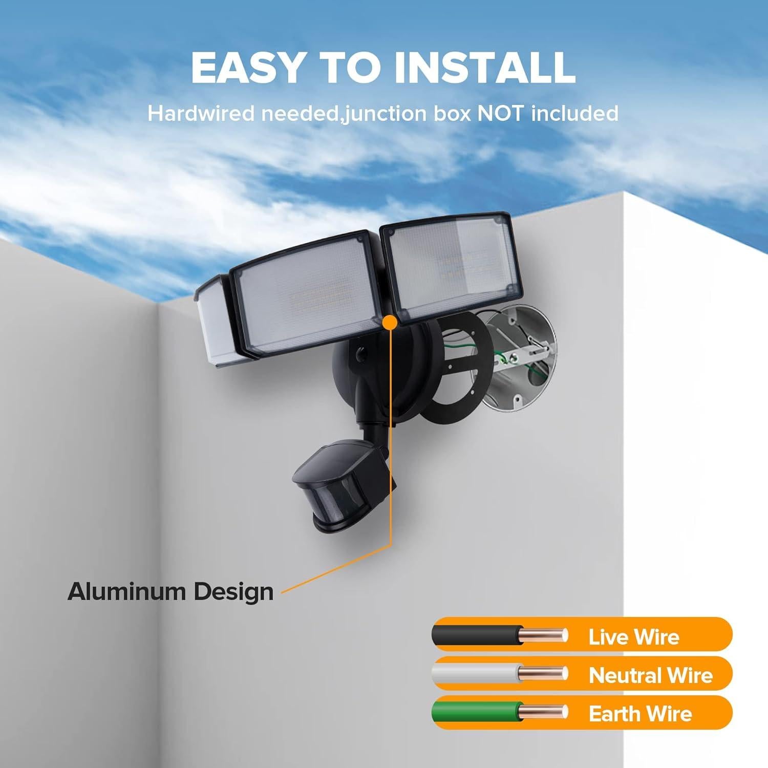 Luz de Seguridad LED LUTEC 72W con Sensor Movimiento IP65