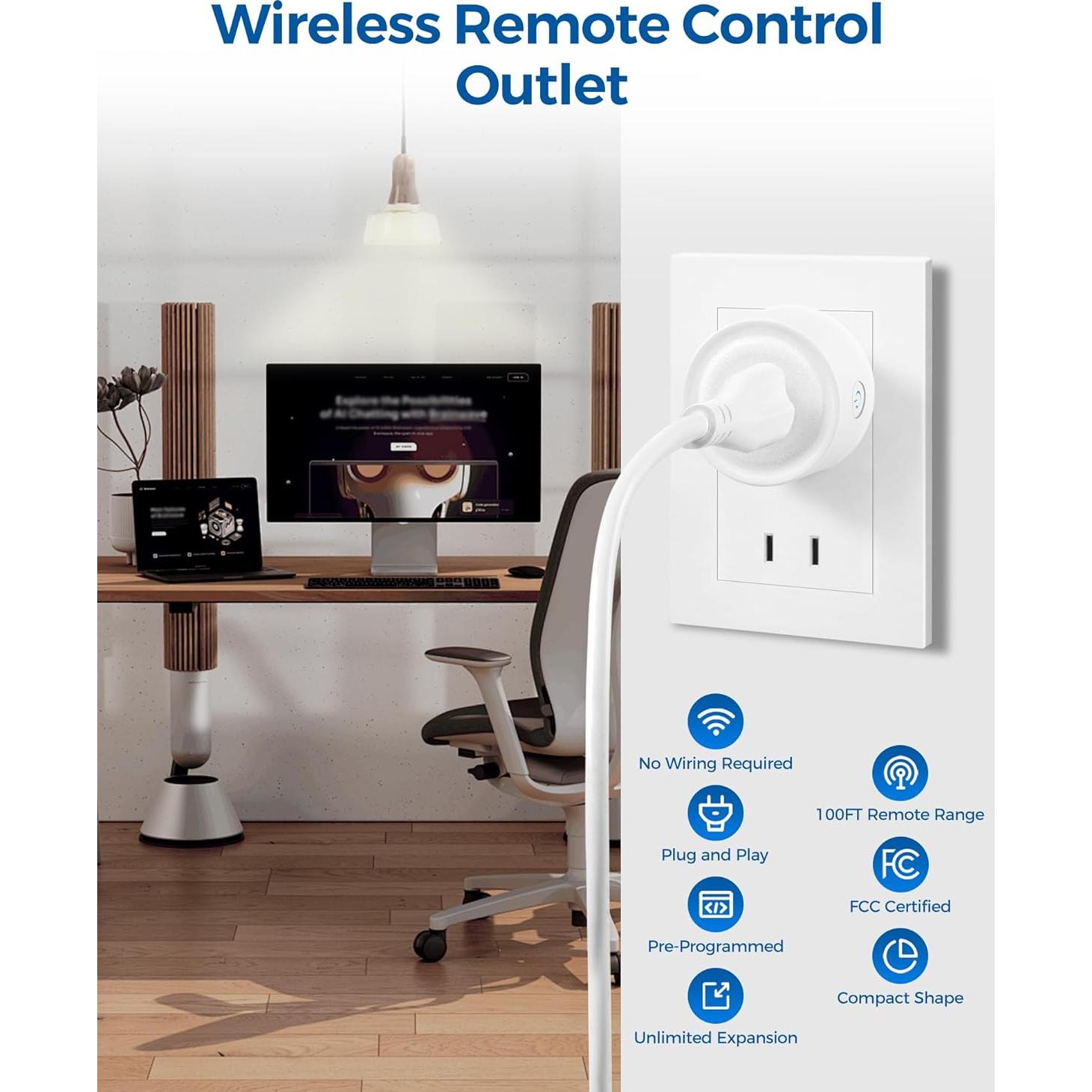 Toma de Corriente Inalámbrica WILAWELS con Control Remoto 30m