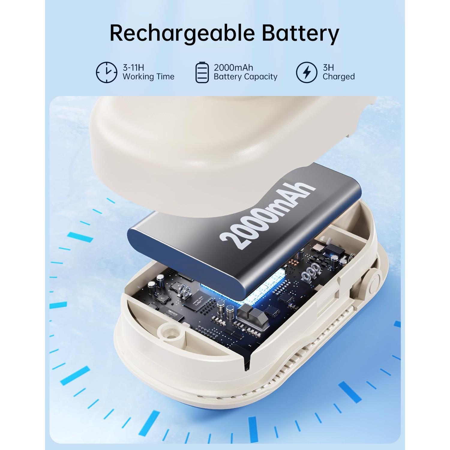 Ventilador Personal Recargable SWEETFULL S27 Beige 3 Velocidades