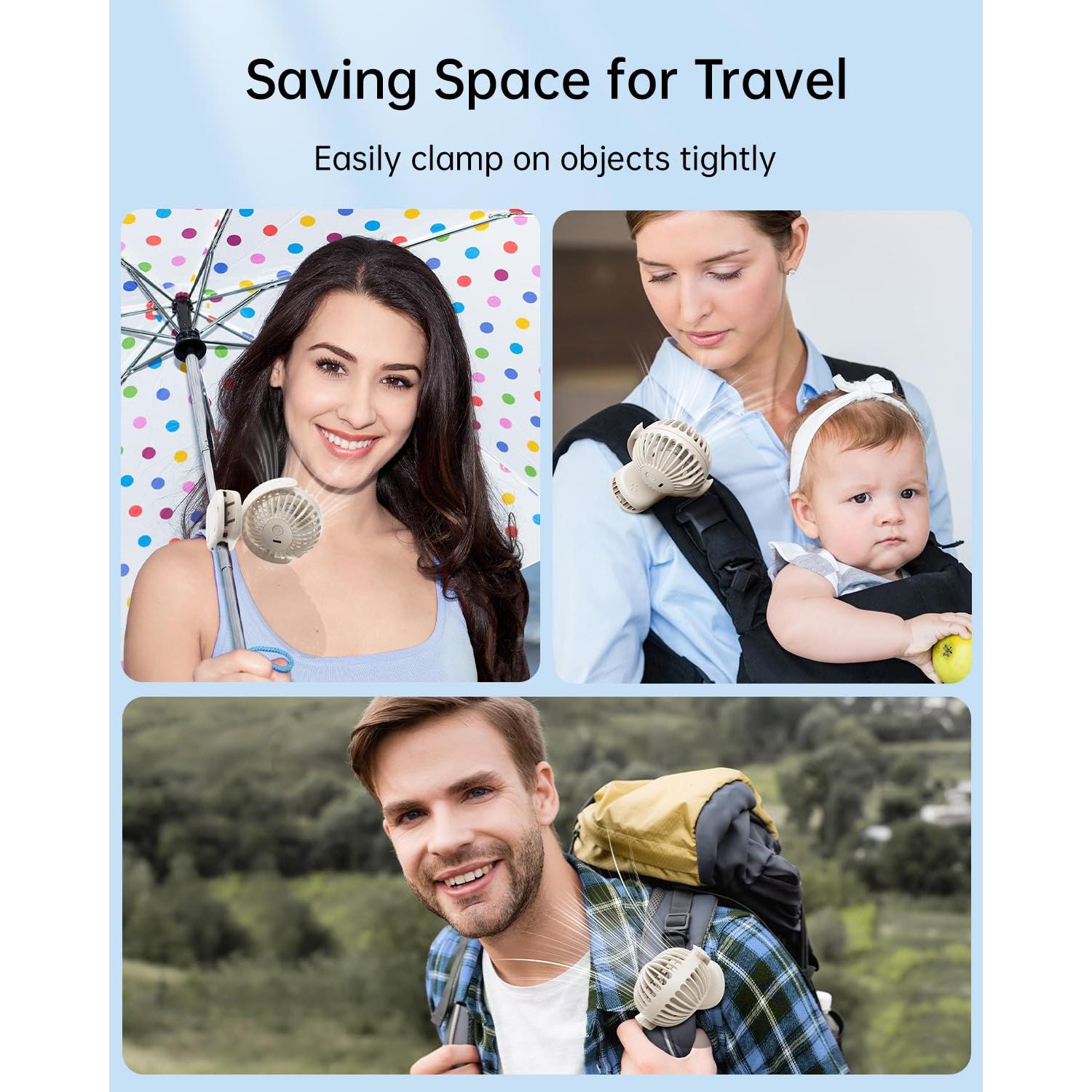 Ventilador Personal Recargable SWEETFULL S27 Beige 3 Velocidades