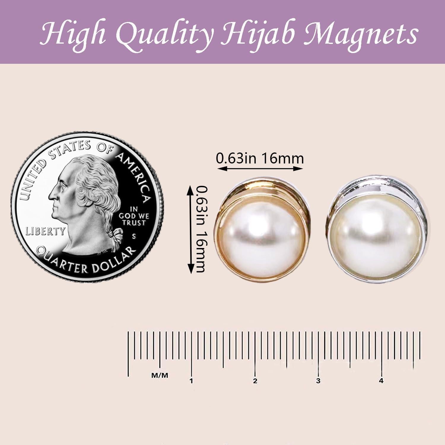Imanes de Hijab JAMI Perla Magnéticos para Ropa y Bufandas