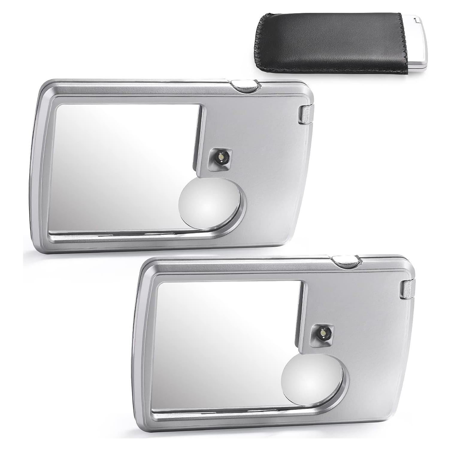 Lupa de Bolsillo Amoper 3X 6X con Luz LED - 2 Piezas Plata