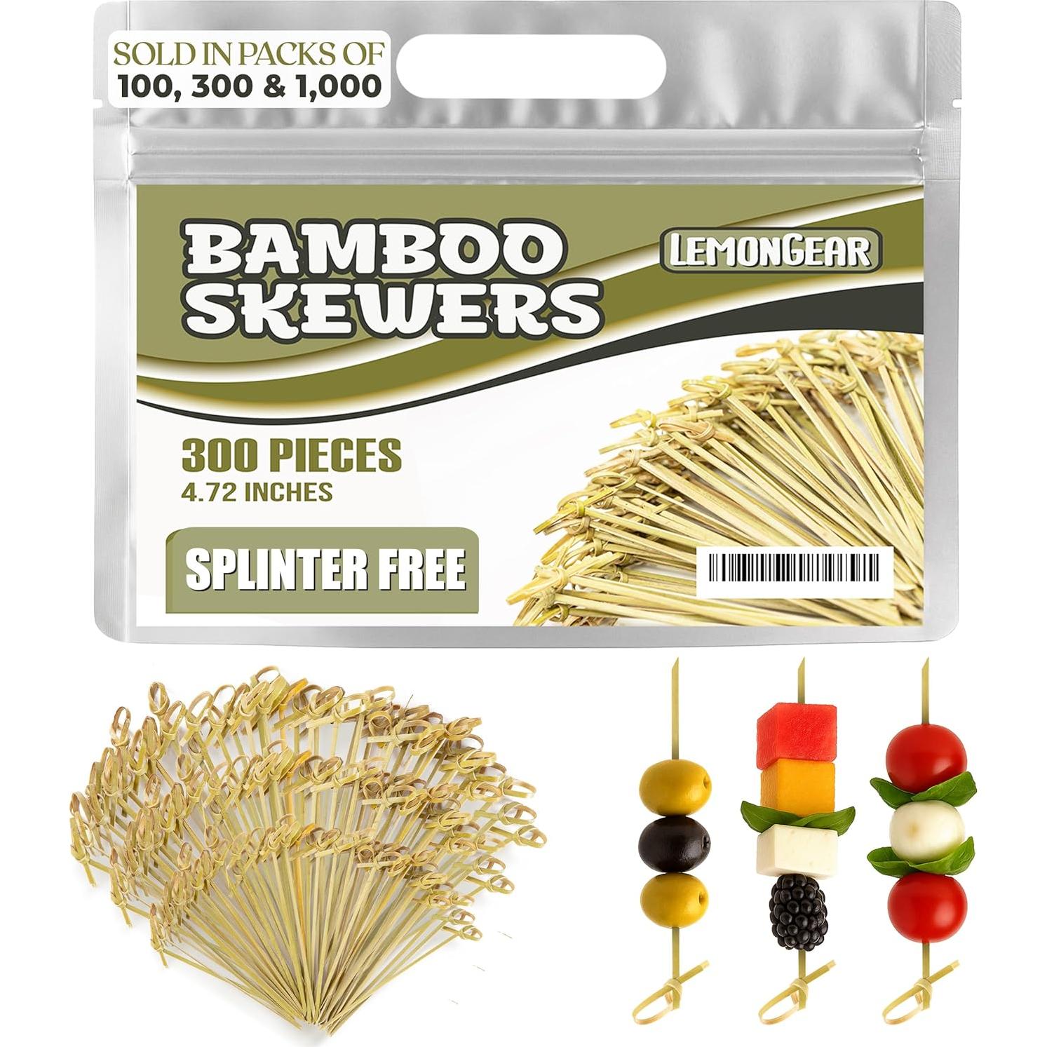 Palillos de Bambú Verde 1000 Pcs 12 cm para Cócteles y BBQ