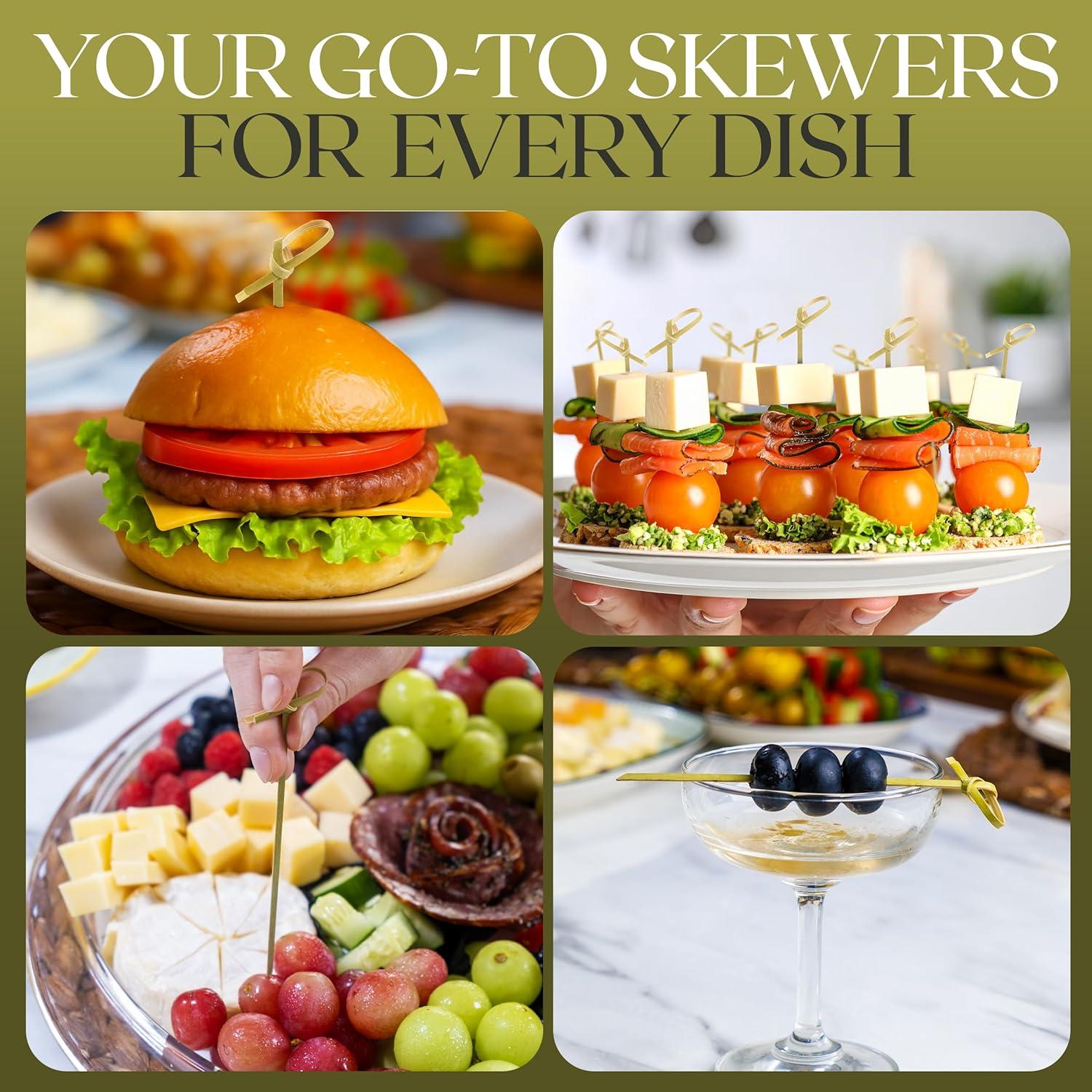 Palillos de Bambú Verde 1000 Pcs 12 cm para Cócteles y BBQ